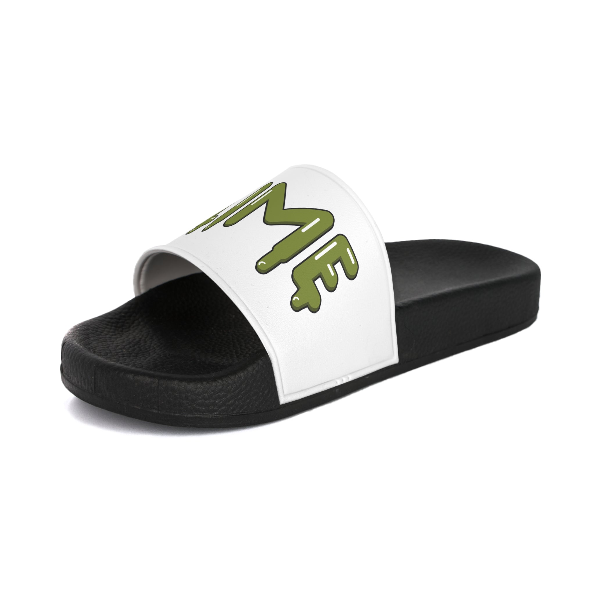 The Slime Shop Slides — White / Olive Slime In 5