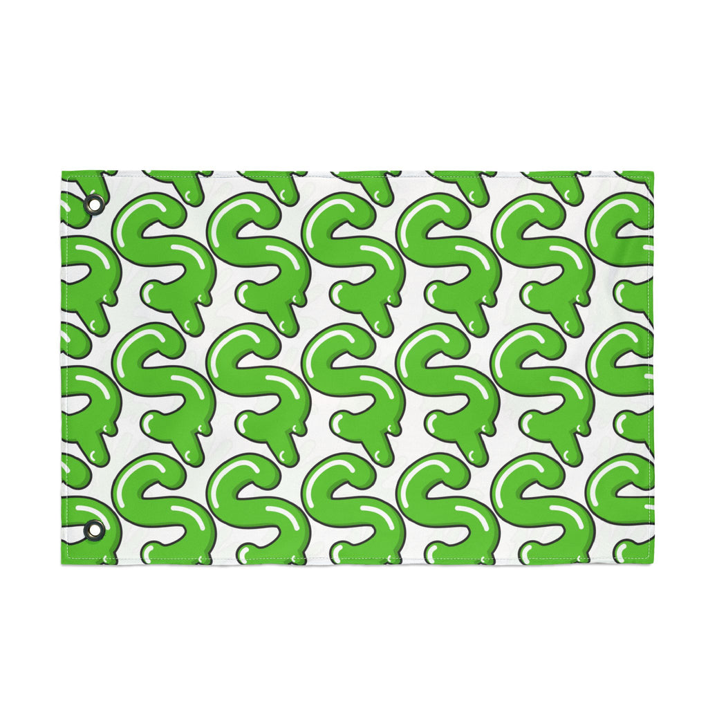 The Slime Shop Double Sided Flag — White / Green Slime S
