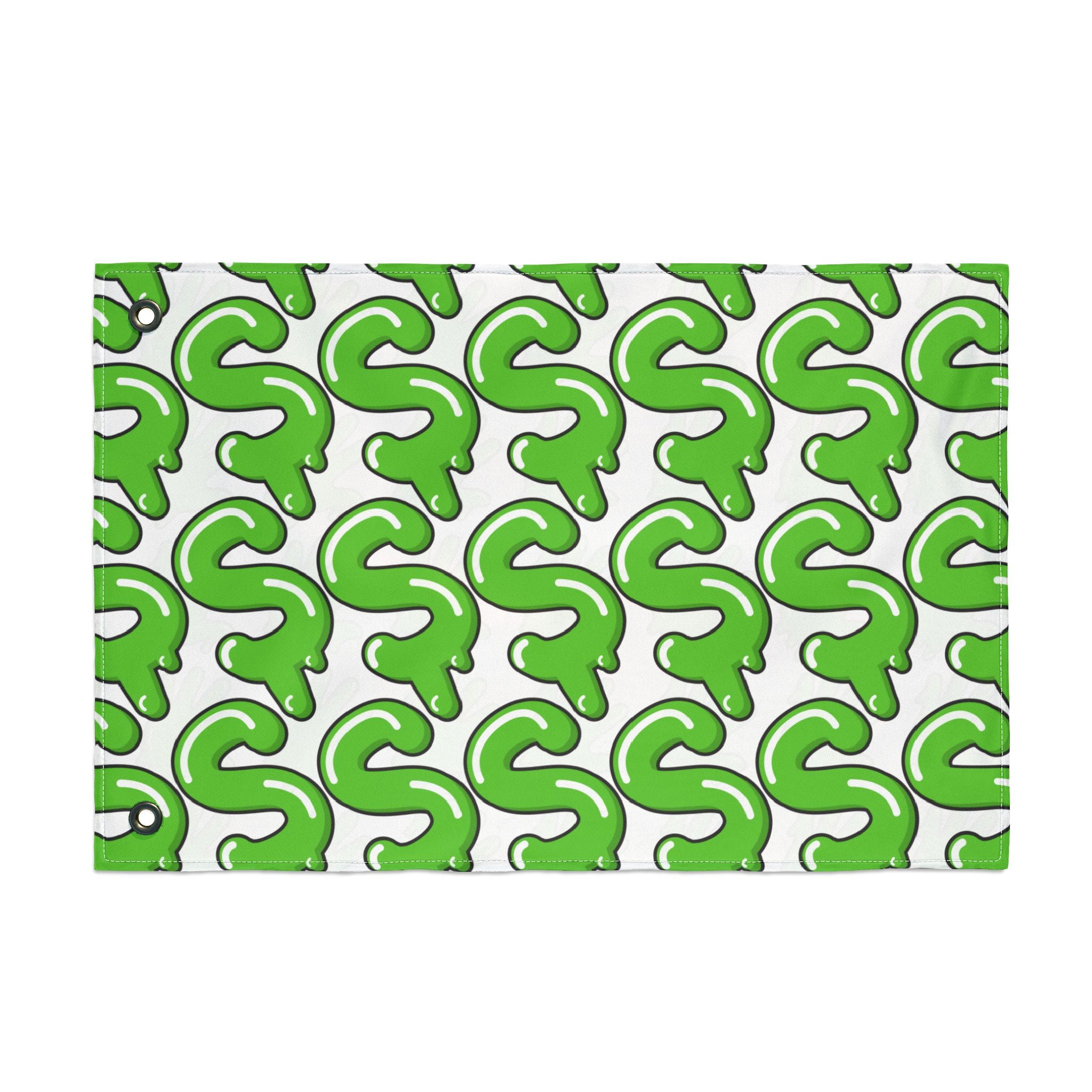 The Slime Shop Double Sided Flag — White / Green Slime S