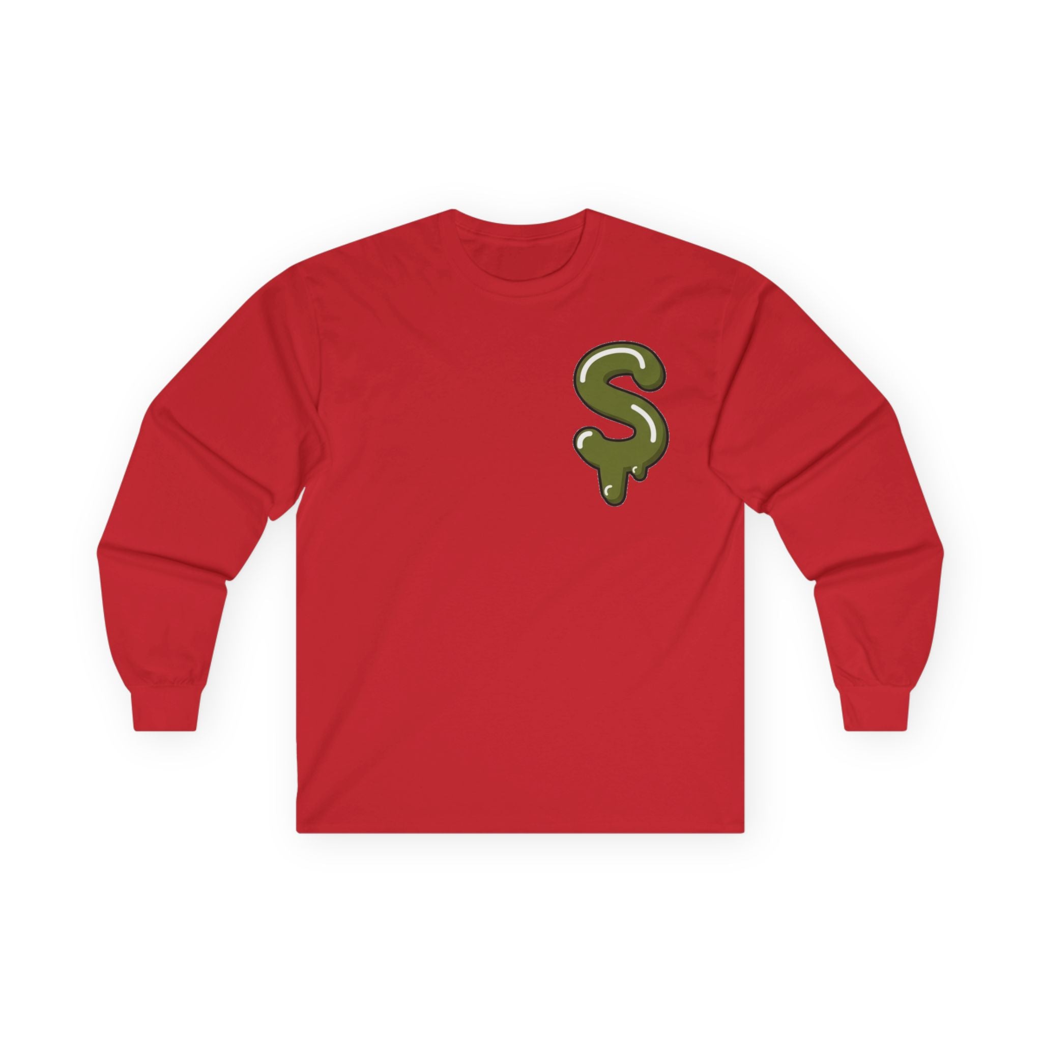 The Slime Shop Ultra Cotton Long-Sleeve Tee — Dark Heather / Olive Slime Sircle