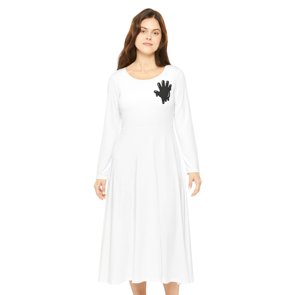 The Slime Shop Women's Long Sleeve Dance Dress — White / Black Slime In 5 (hand)