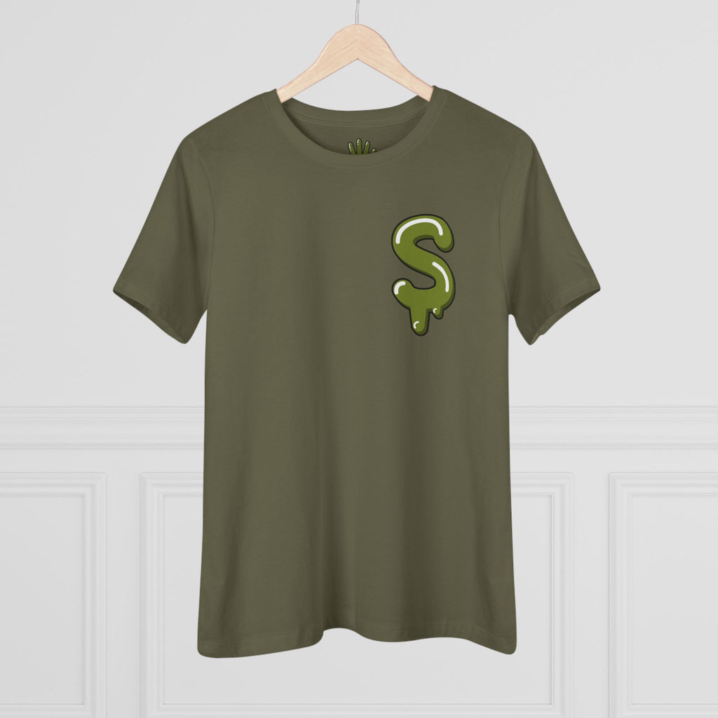 The Slime Shop Women's Tee — White / Olive SLIME