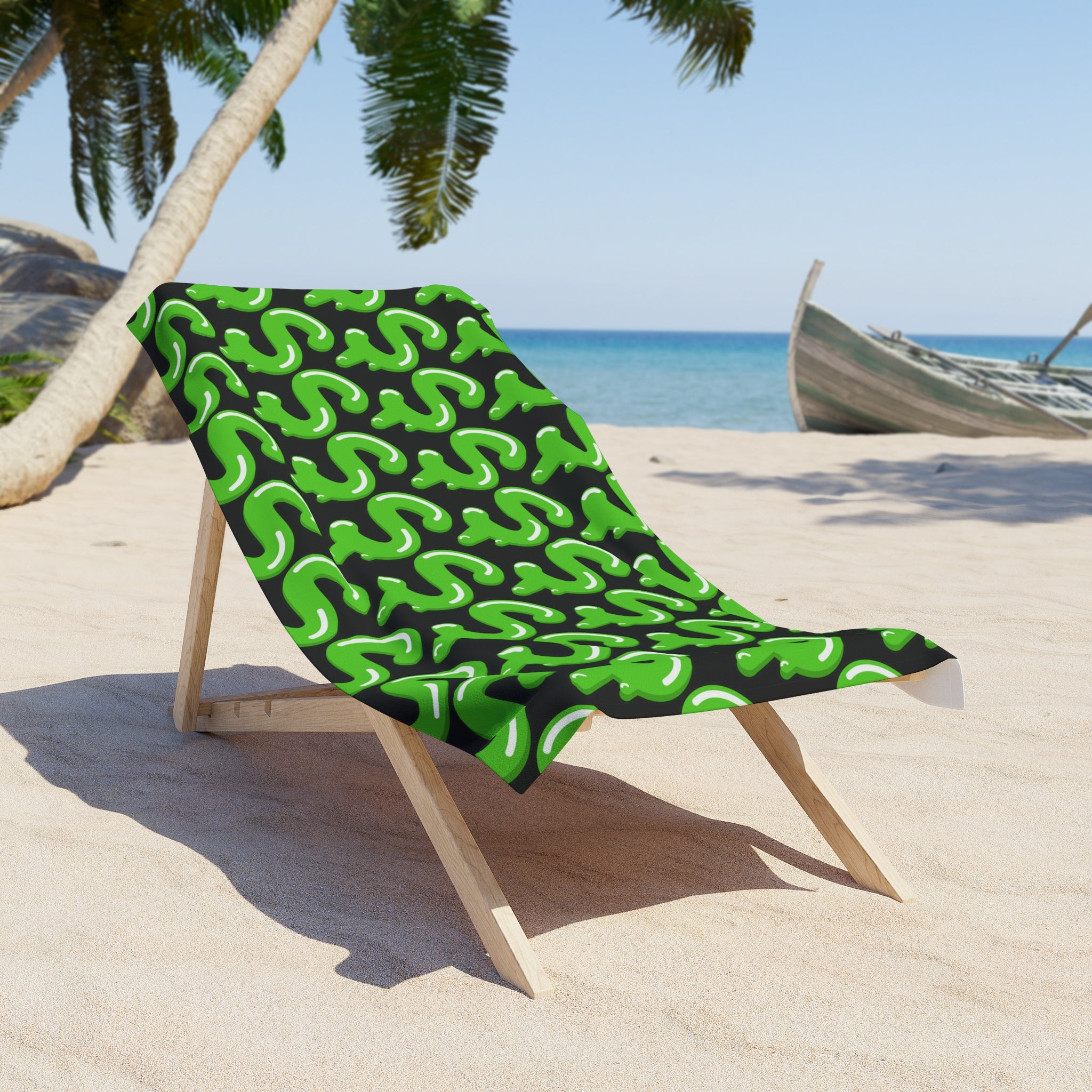 The Slime Shop Beach Towel — Black / Green Slime S