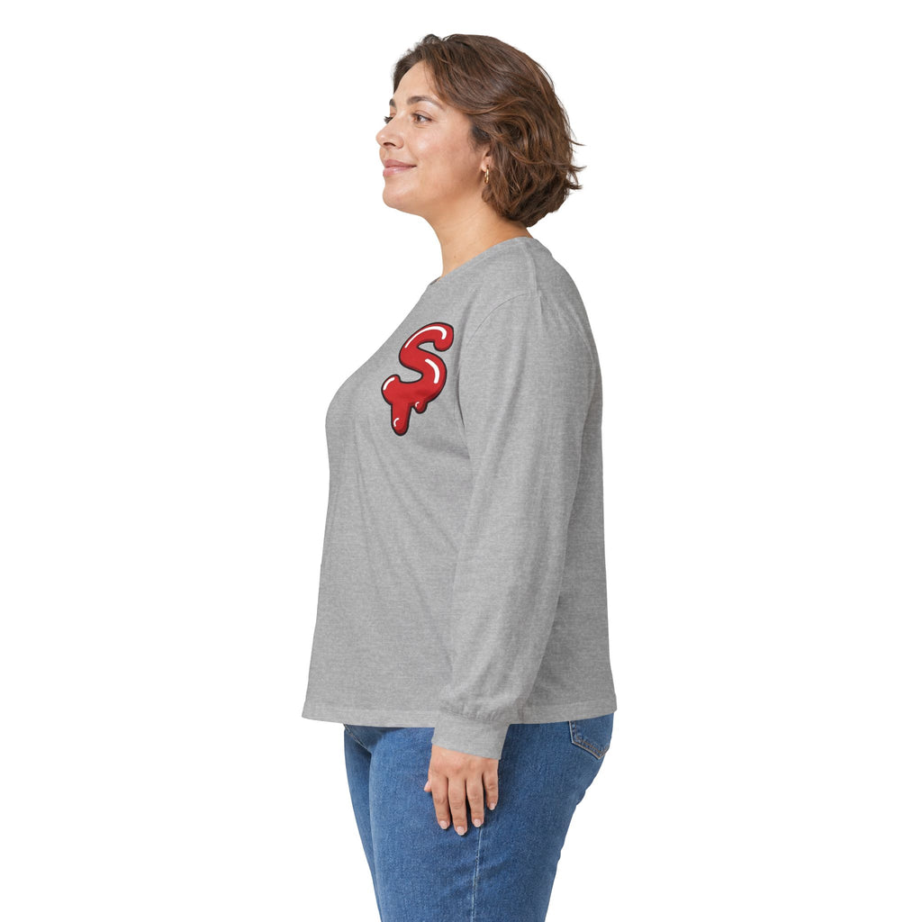 The Slime Shop Ultra Cotton Long-Sleeve Tee — Royal Blue / Red Slime Sircle