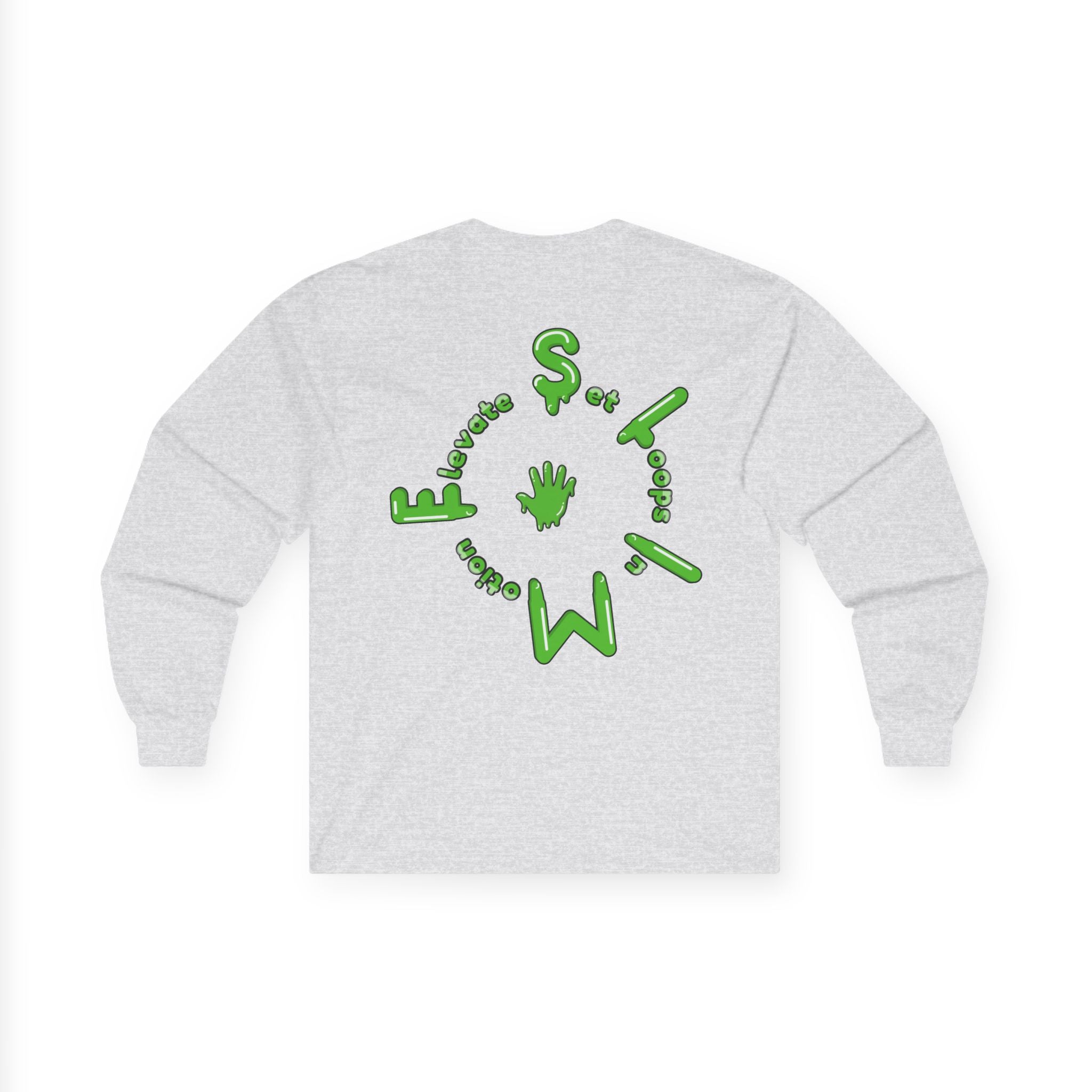 The Slime Shop Ultra Cotton Long-Sleeve Tee — Carolina Blue / Green Slime $