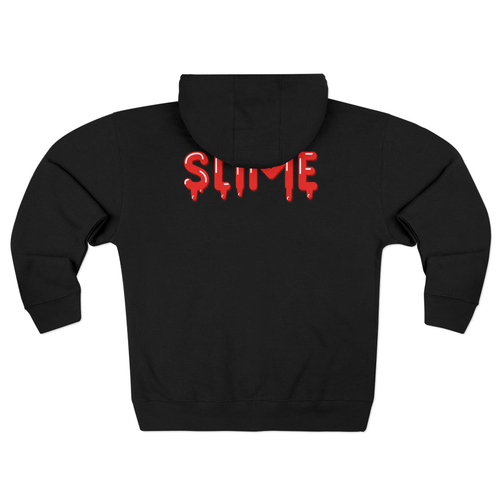The Slime Shop Zip Hoodie — Heather / Red Slime $