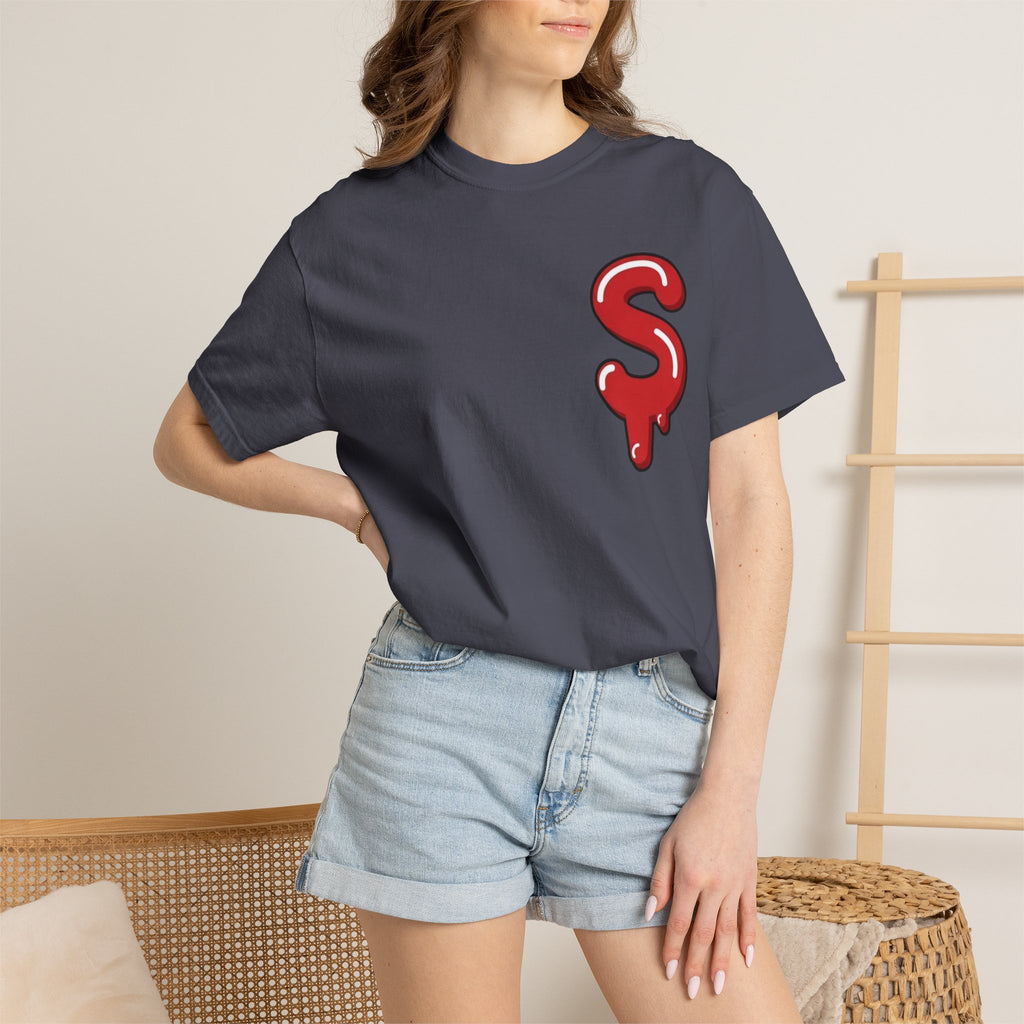 The Slime Shop Signature Tee — White / Red Slime-$