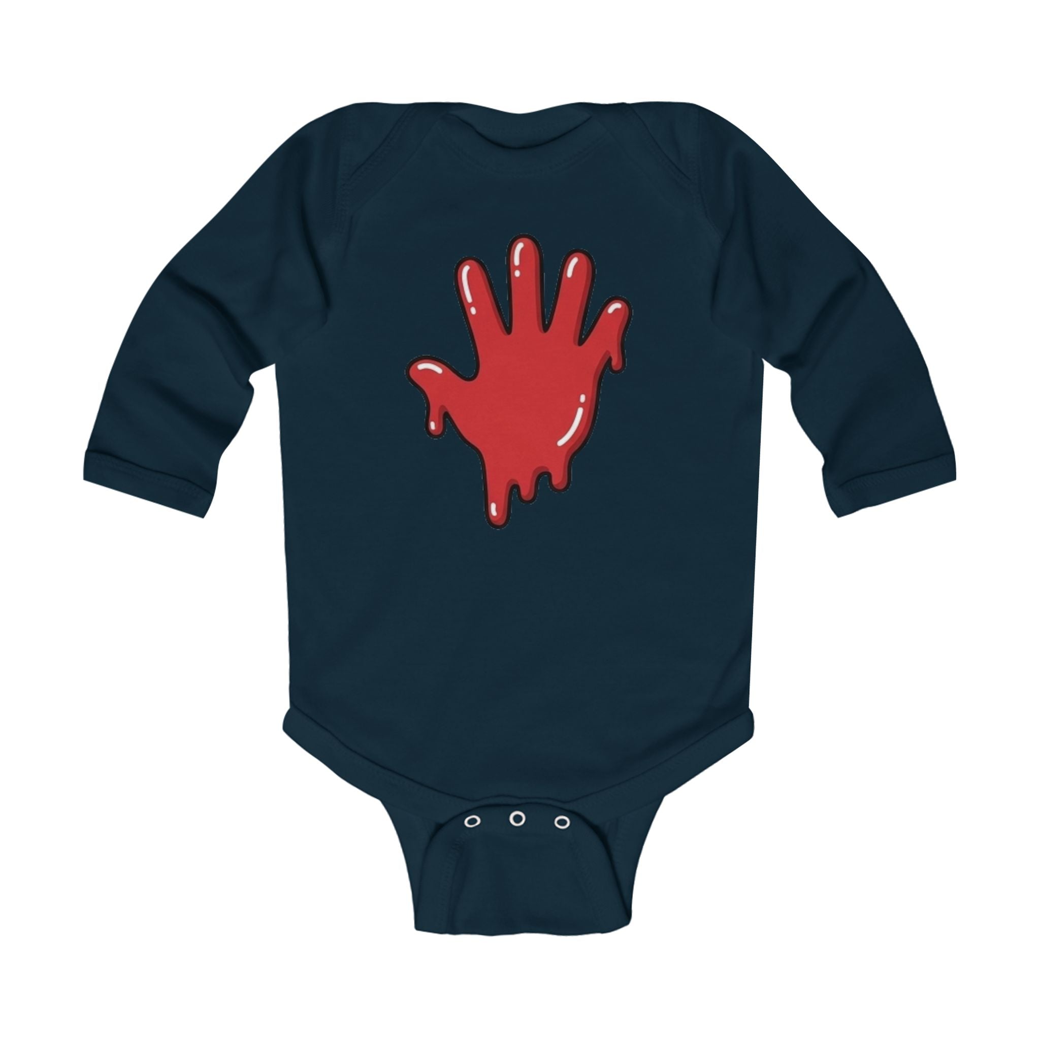 The Slime Shop Infant Long-Sleeve Bodysuit — Navy / Red Slime In 5