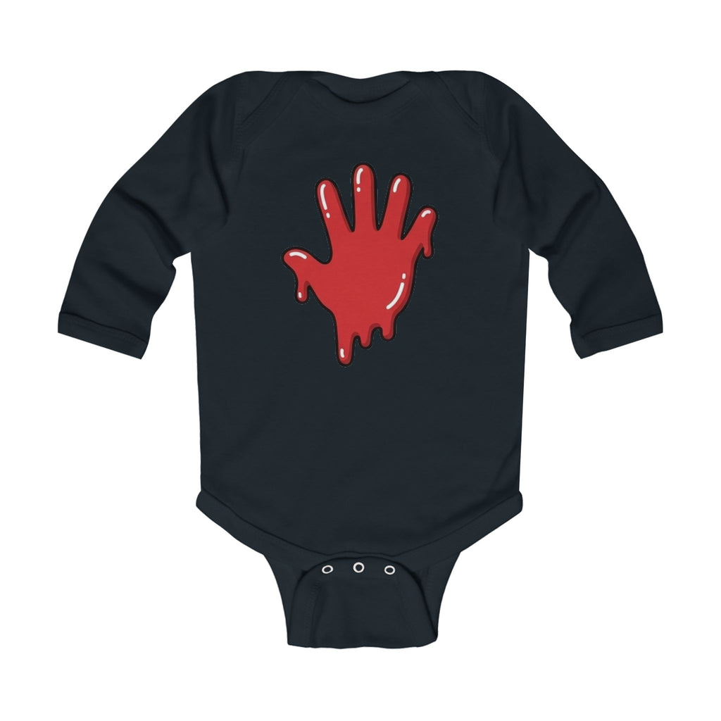 The Slime Shop Infant Long-Sleeve Bodysuit — Navy / Red Slime In 5
