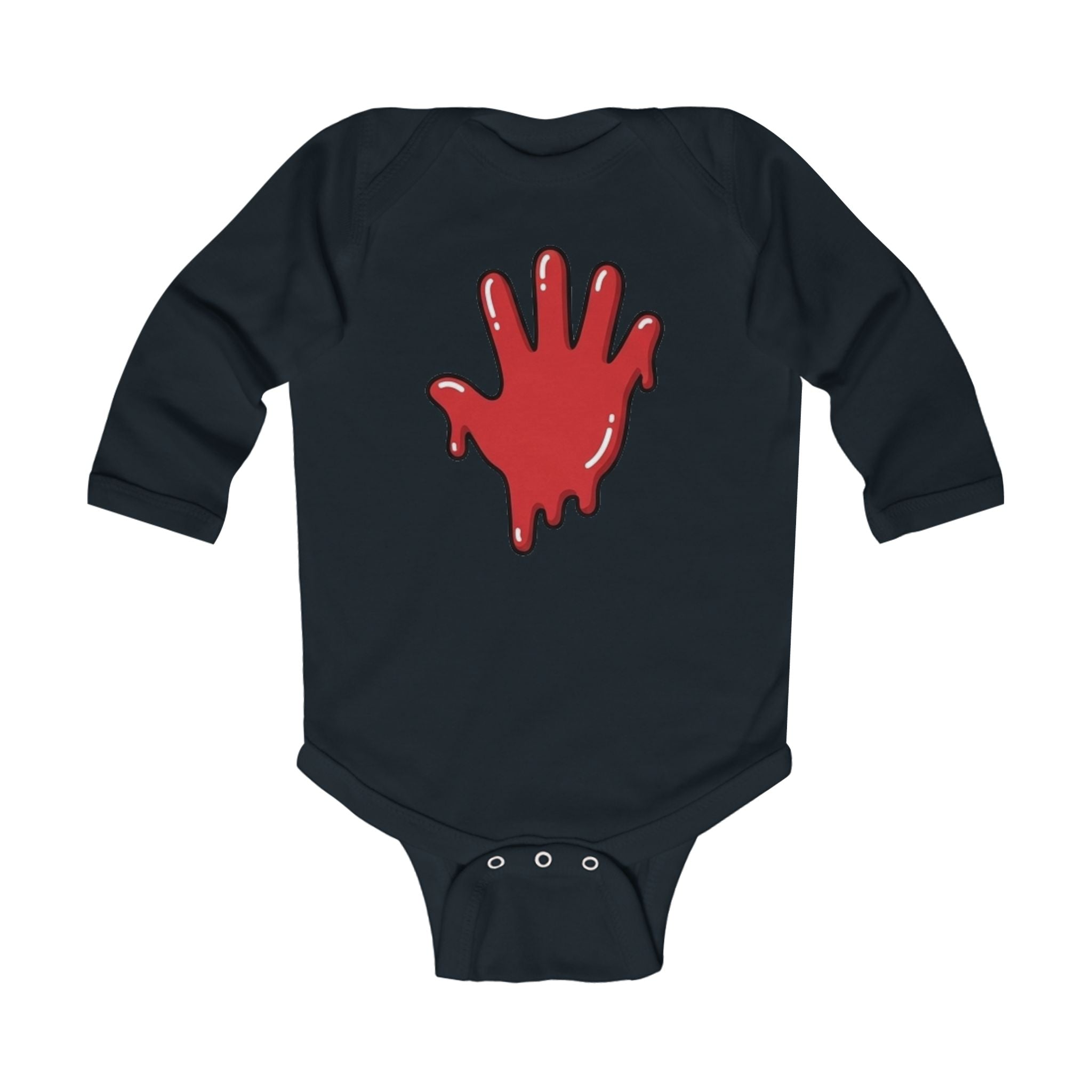The Slime Shop Infant Long-Sleeve Bodysuit — Navy / Red Slime In 5