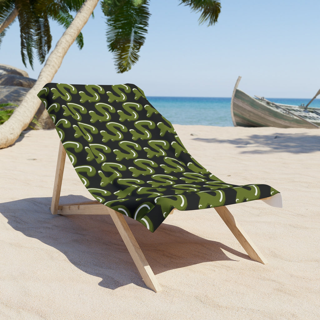 The Slime Shop Beach Towel — Black / Olive Slime S
