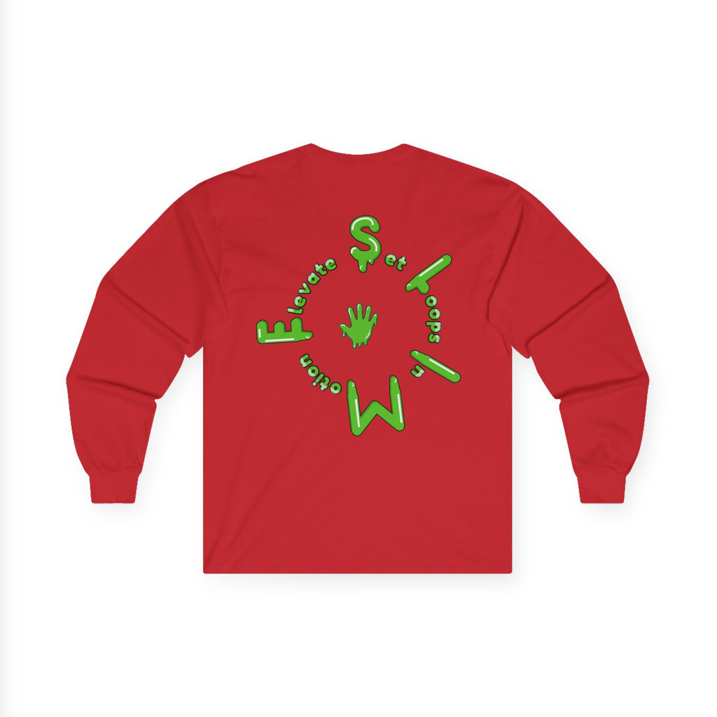 The Slime Shop Ultra Cotton Long-Sleeve Tee — Carolina Blue / Green Slime $
