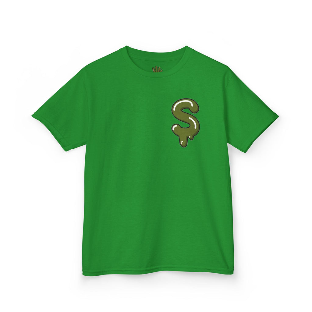 The Slime Shop Kids Heavy Cotton Tee — White / Military Green Slime $
