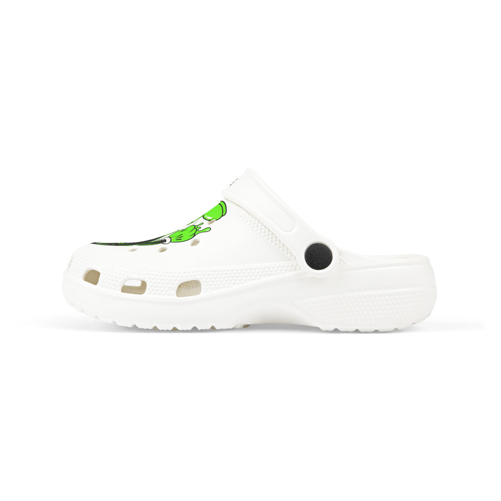 The Slime Shop Kids' EVA Foam Clogs — White / Green & Red Slime AOP (Slimeman Gzzz + Slime Hand)