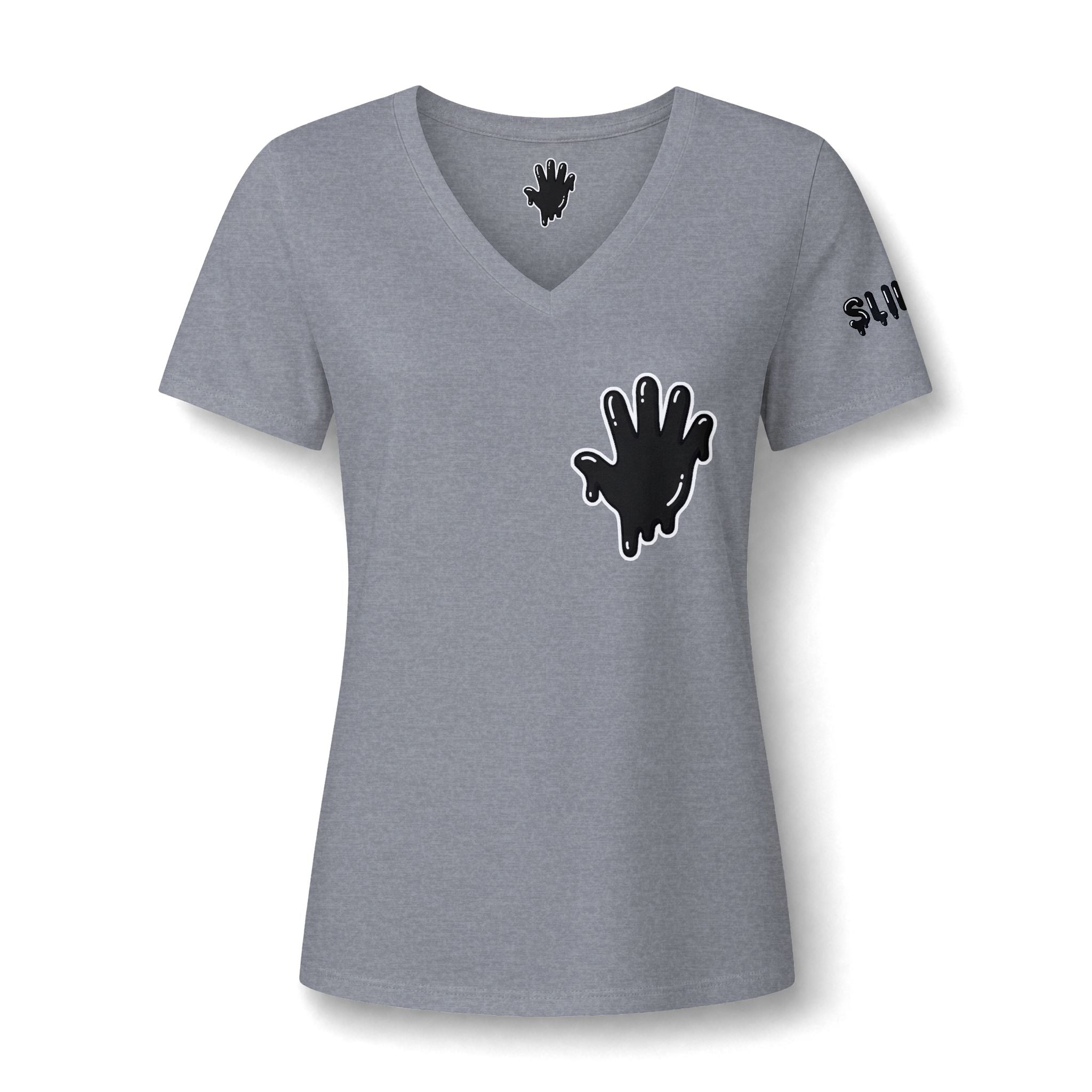 The Slime Shop Women's V-Neck Tee — White / Black Slime In 5