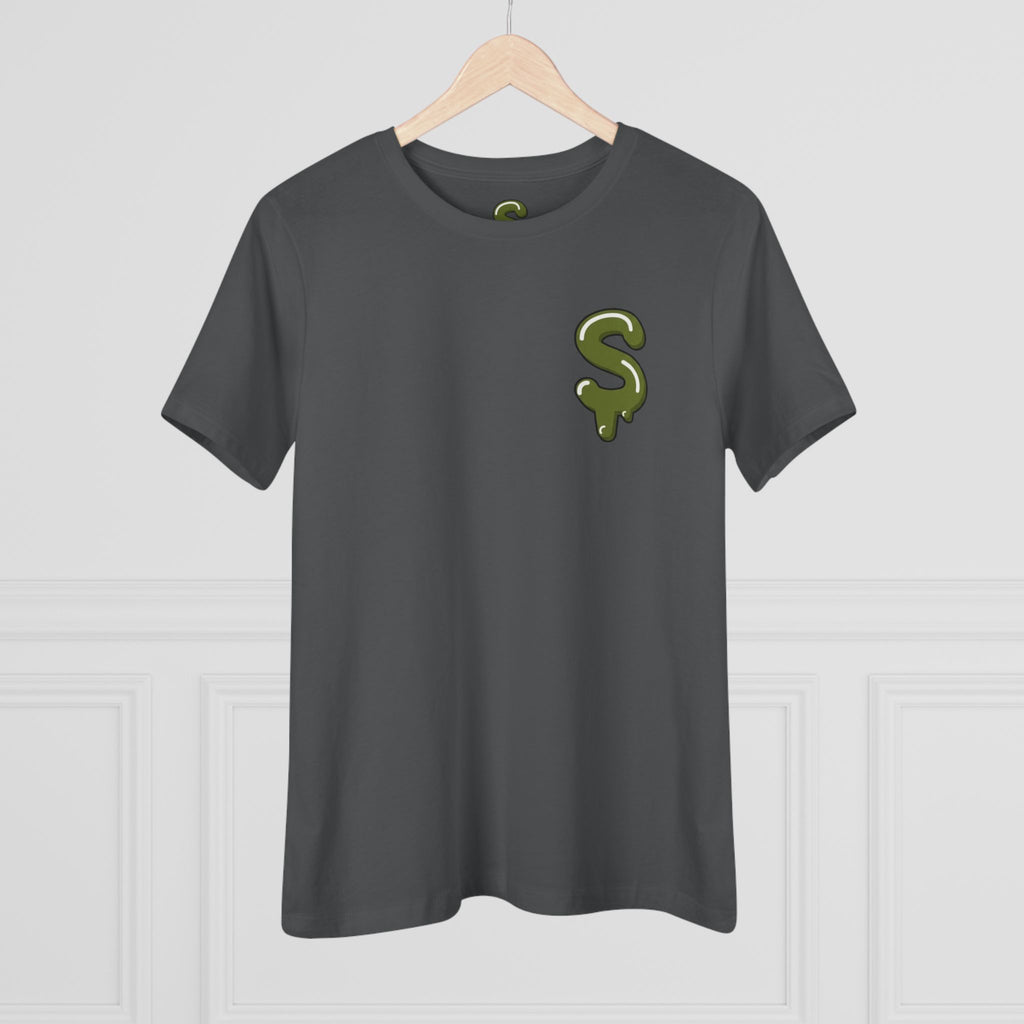 The Slime Shop Women's Tee — White / Olive Slime-$