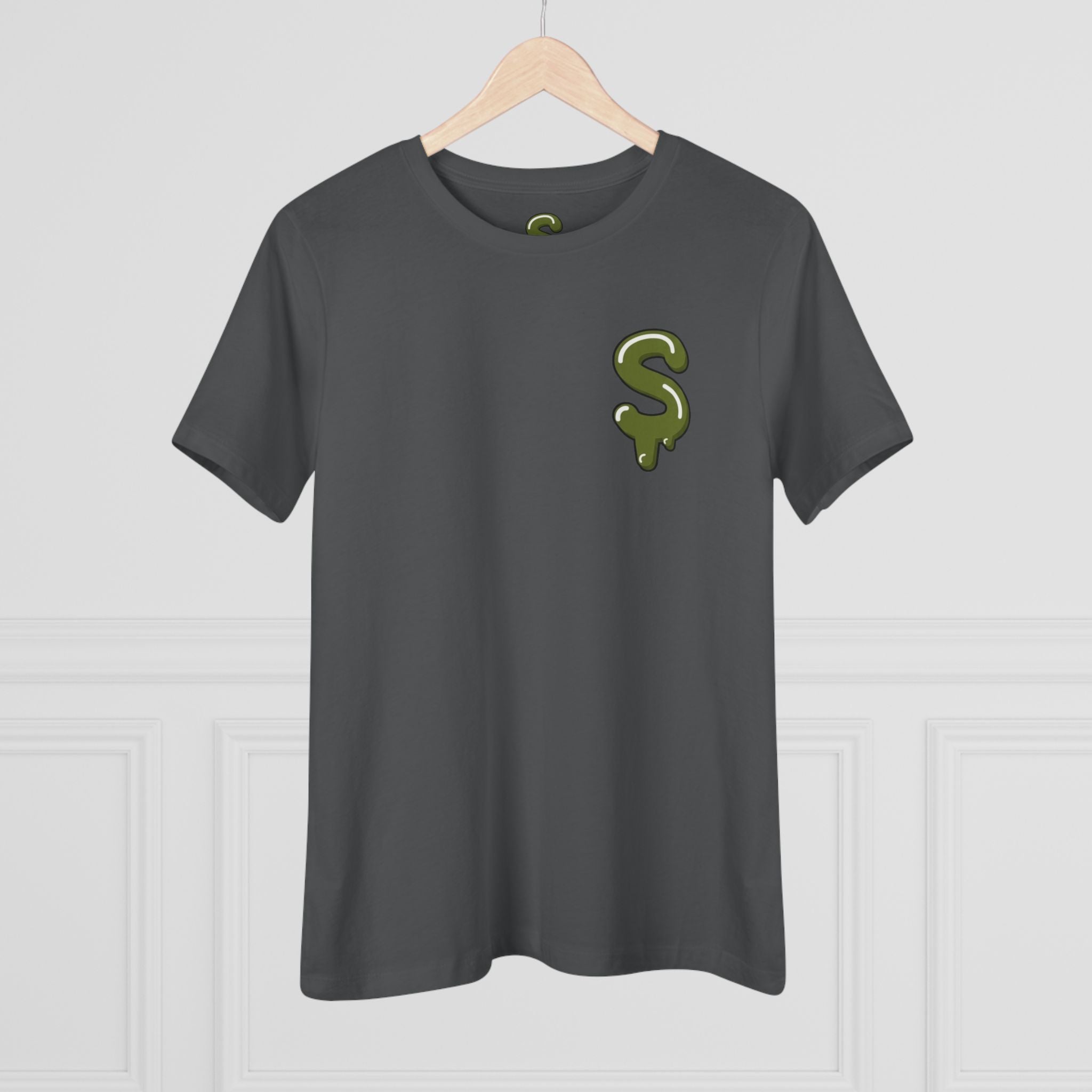 The Slime Shop Women's Tee — White / Olive Slime-$