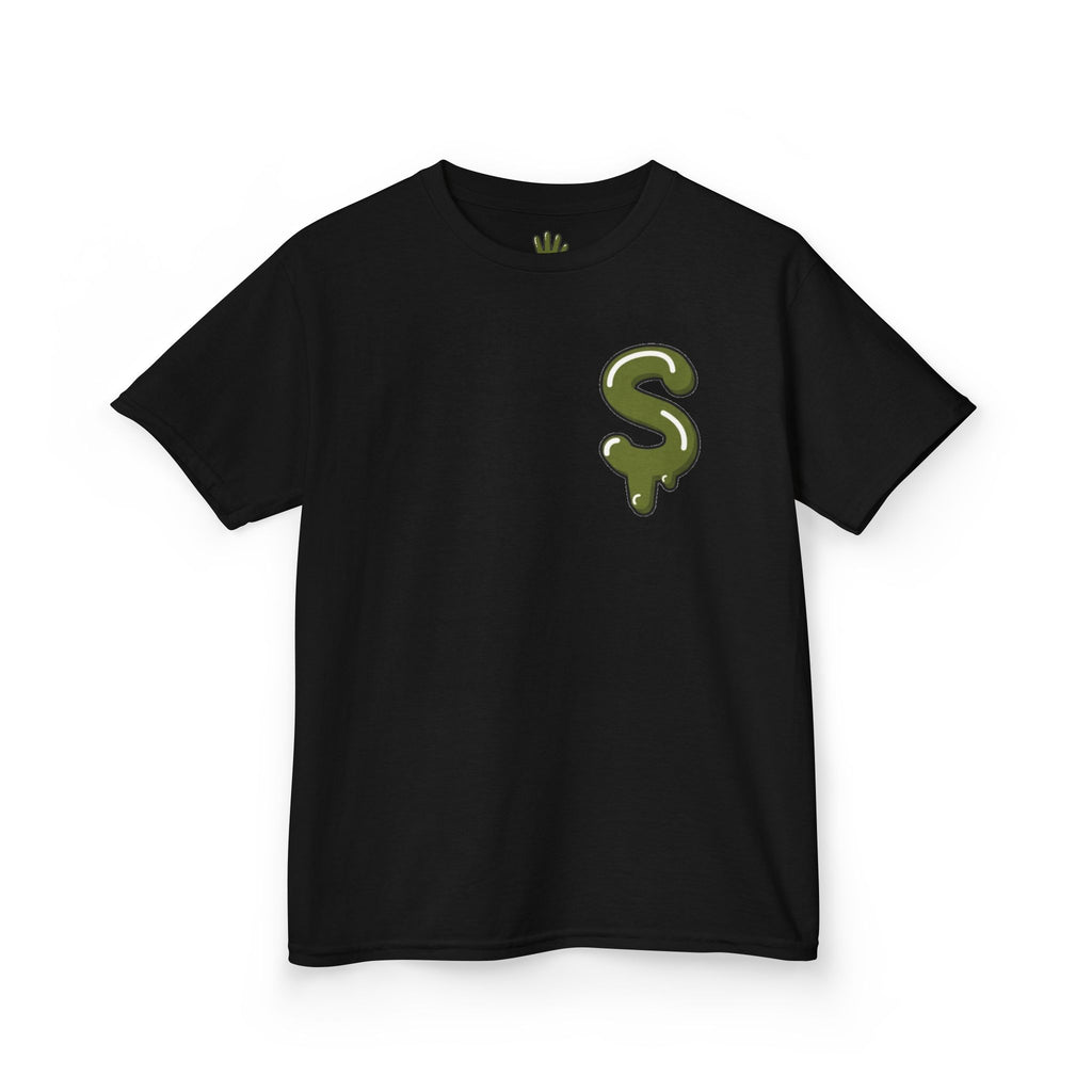 The Slime Shop Kids Heavy Cotton Tee — White / Military Green Slime $