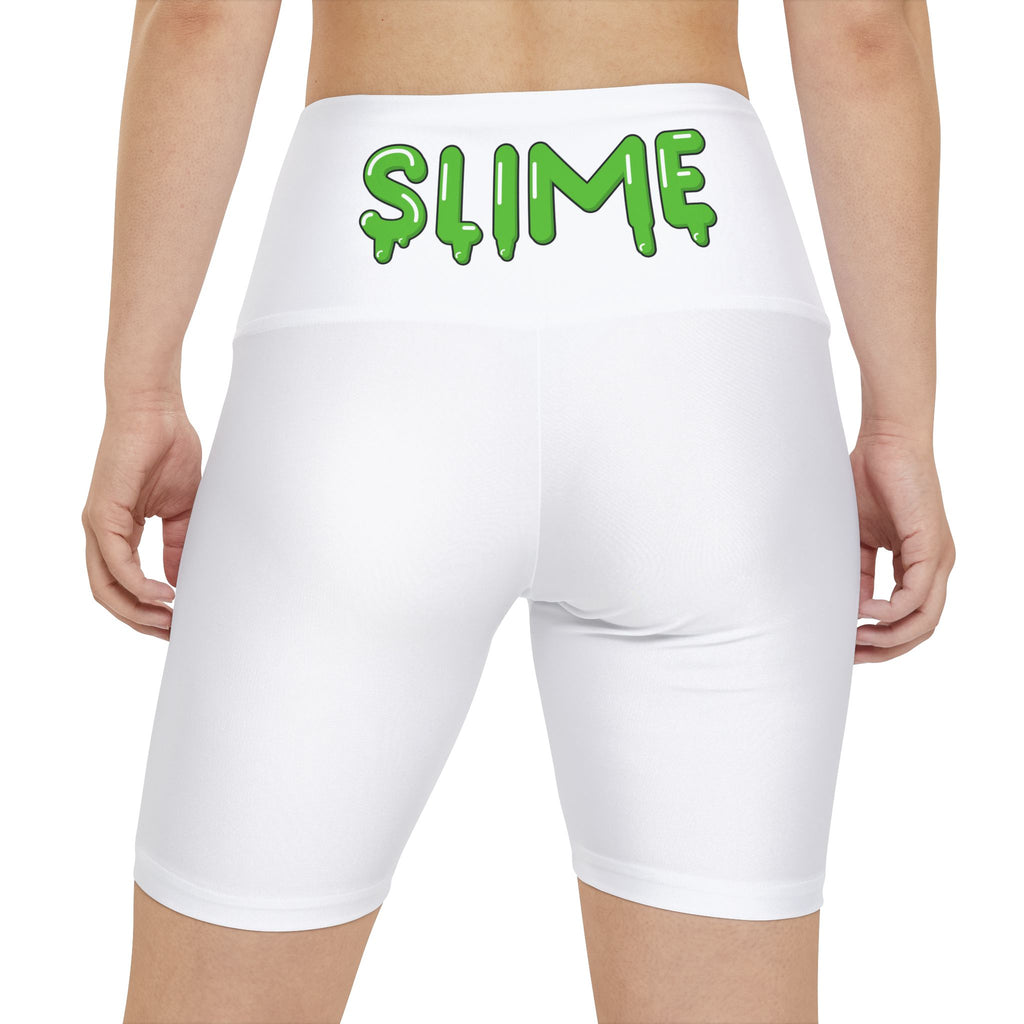 The Slime Shop Women's Workout Shorts — White / Green Slime In 5