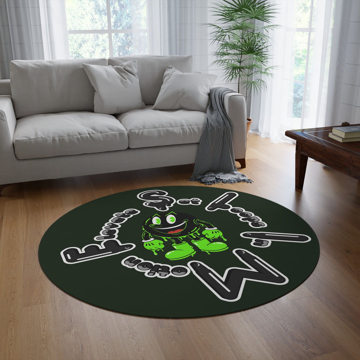 The Slime Shop Green/Black SlimemanGzzz Round Rug
