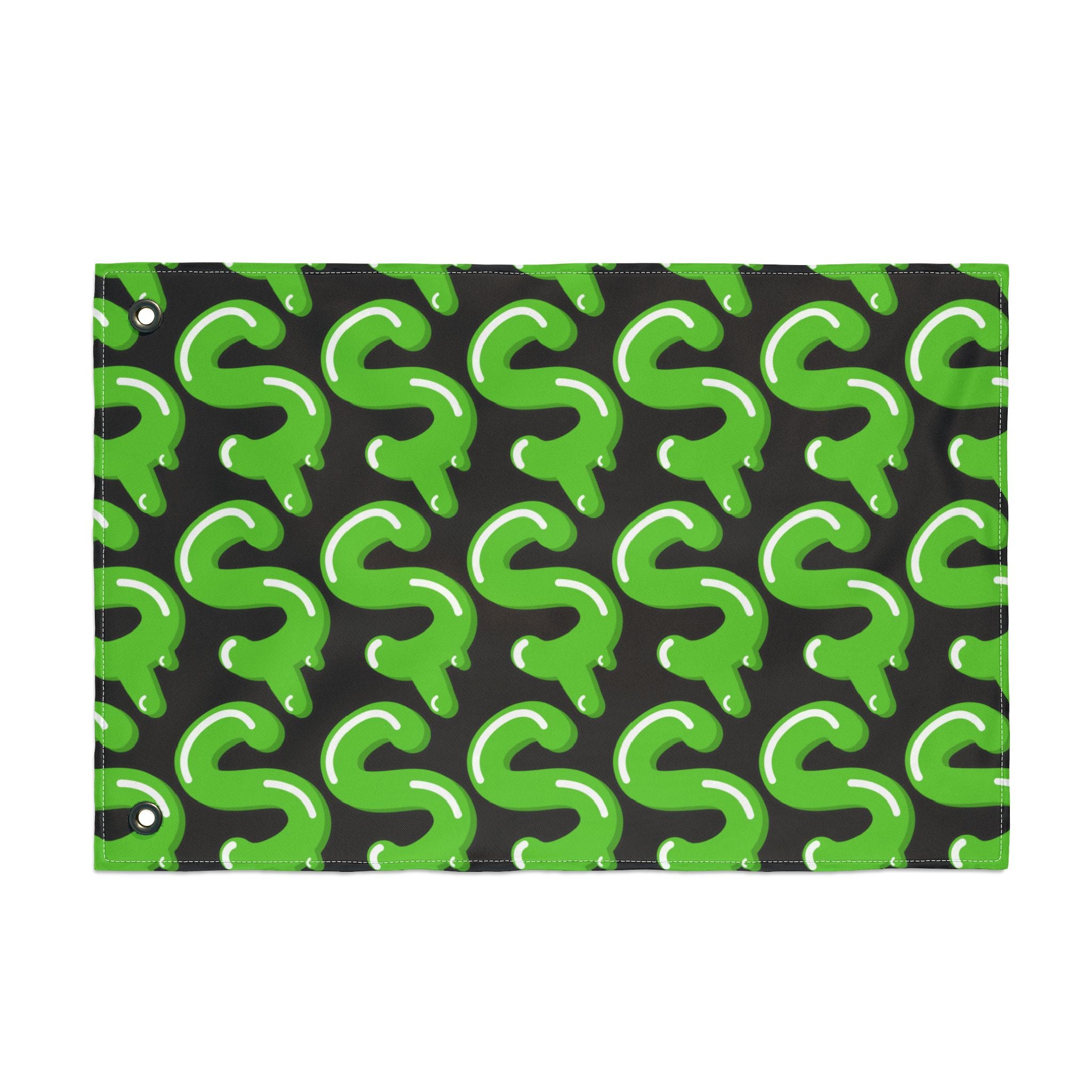The Slime Shop Double Sided Flag — Black / Green Slime S