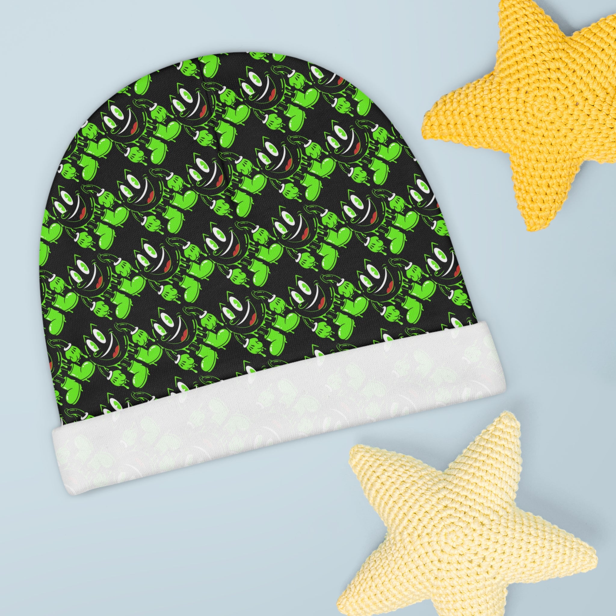 The Slime Shop Baby Beanie — Black / Green Slimeman Gzzz
