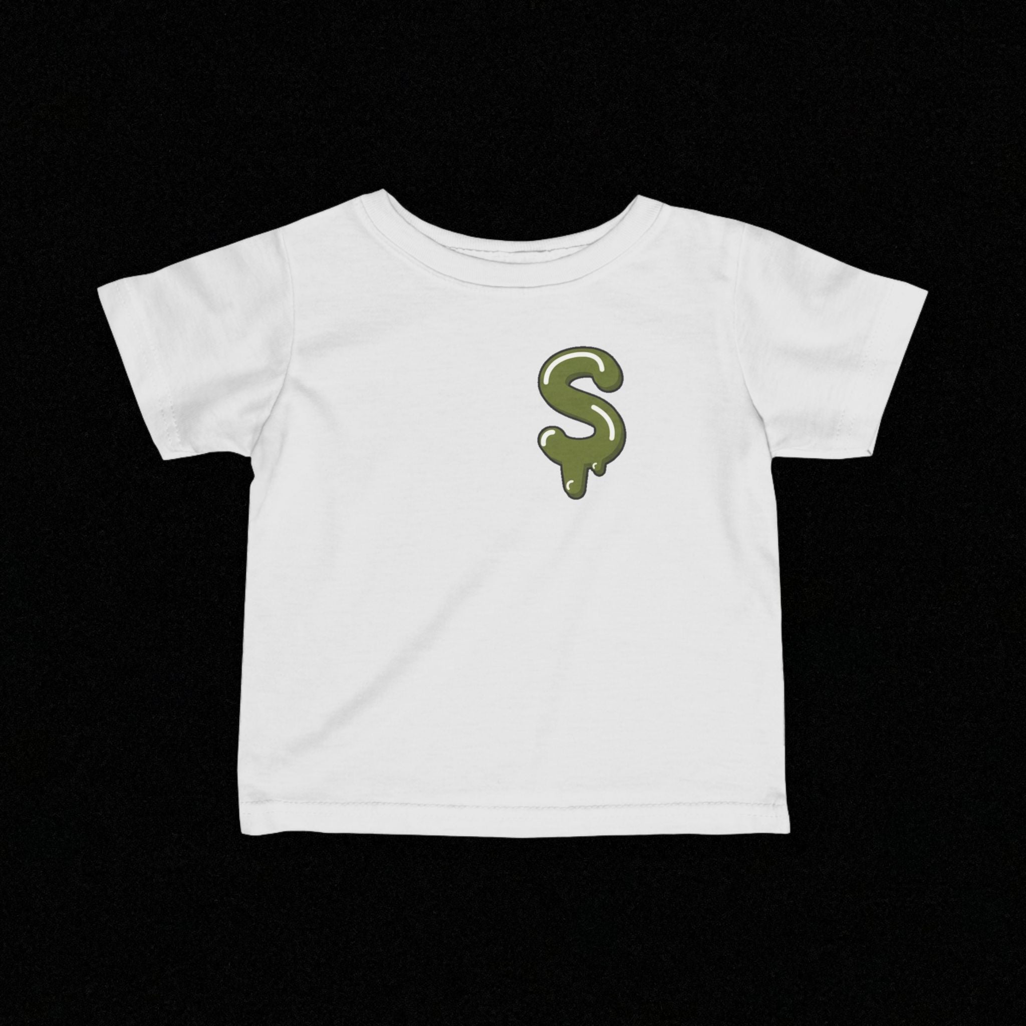The Slime Shop Infant Fine Jersey Tee — Black / Military Green Slime Sircle