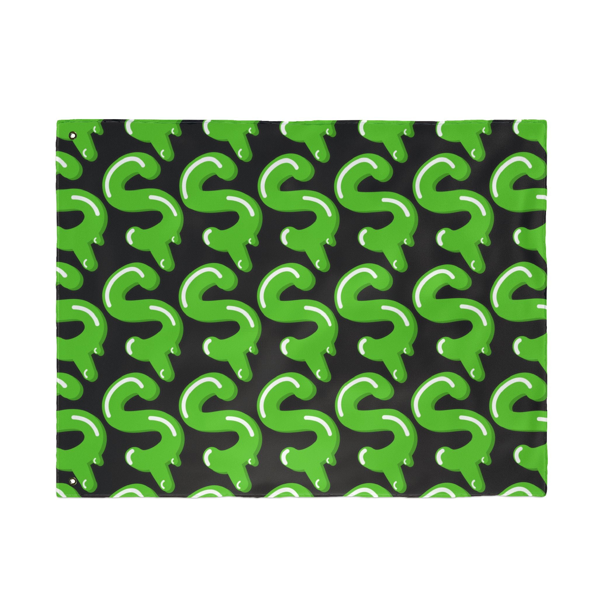The Slime Shop Double Sided Flag — Black / Green Slime $