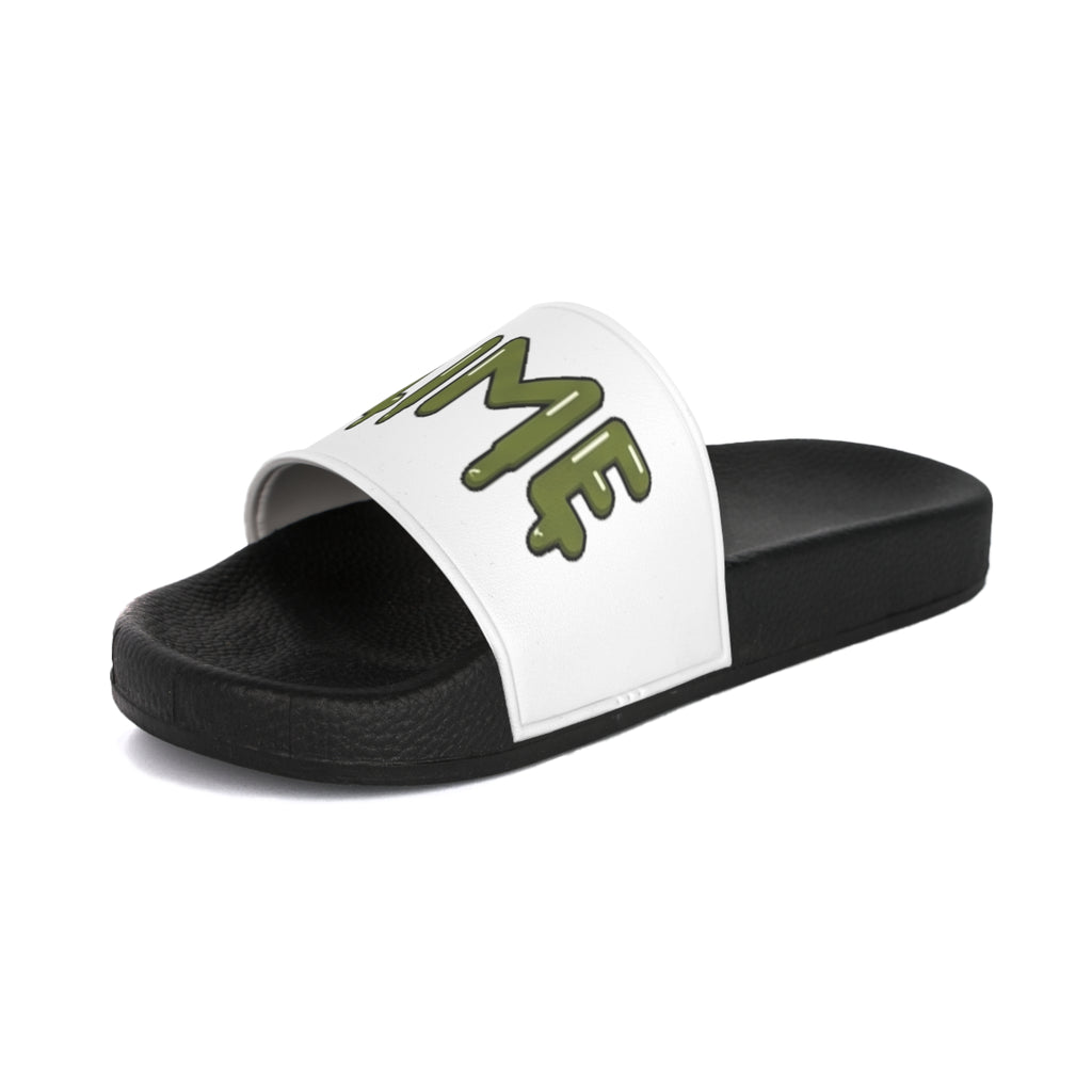 The Slime Shop Slides — White / Olive Slime In 5