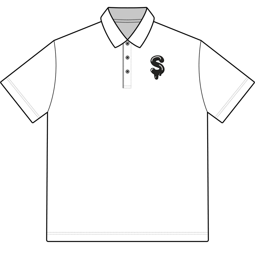 The Slime Shop Pique Polo — White / Black Slime-$