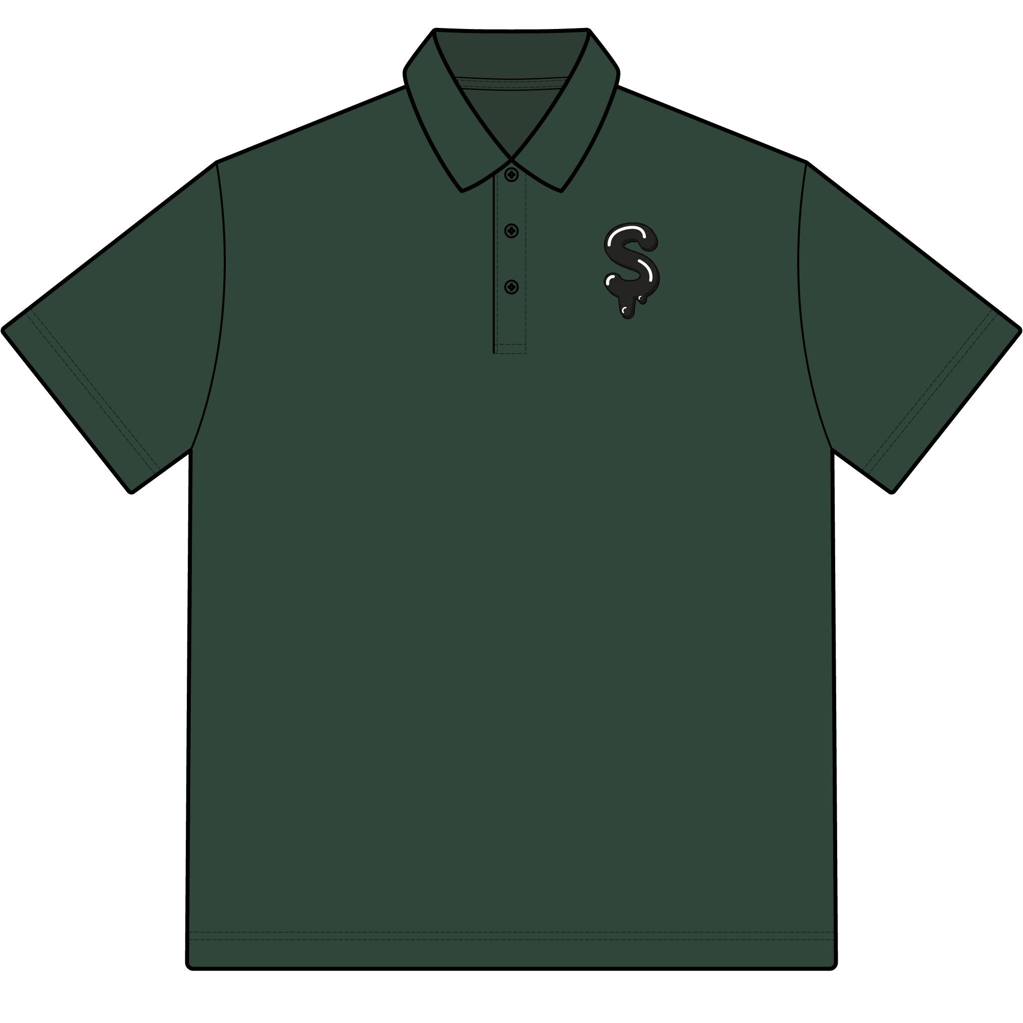 The Slime Shop Pique Polo — White / Black Slime-$