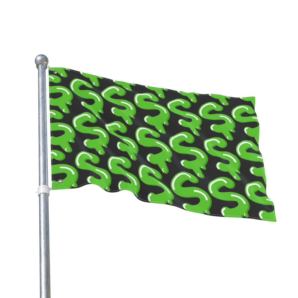 The Slime Shop Double Sided Flag — Black / Green Slime S