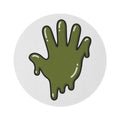 The Slime Shop Round Rug — Slime Hand (Olive)