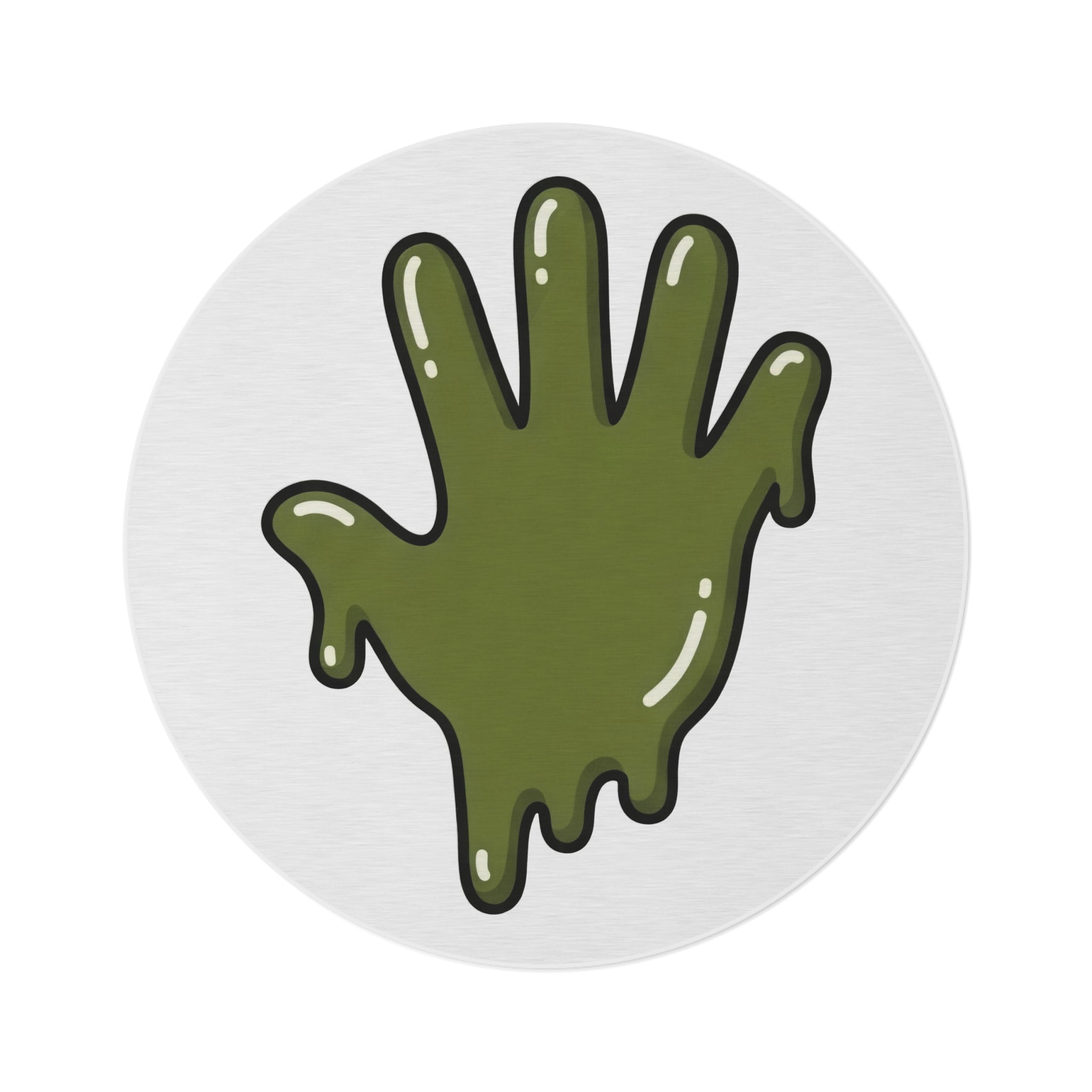 The Slime Shop Round Rug — Slime Hand (Olive)