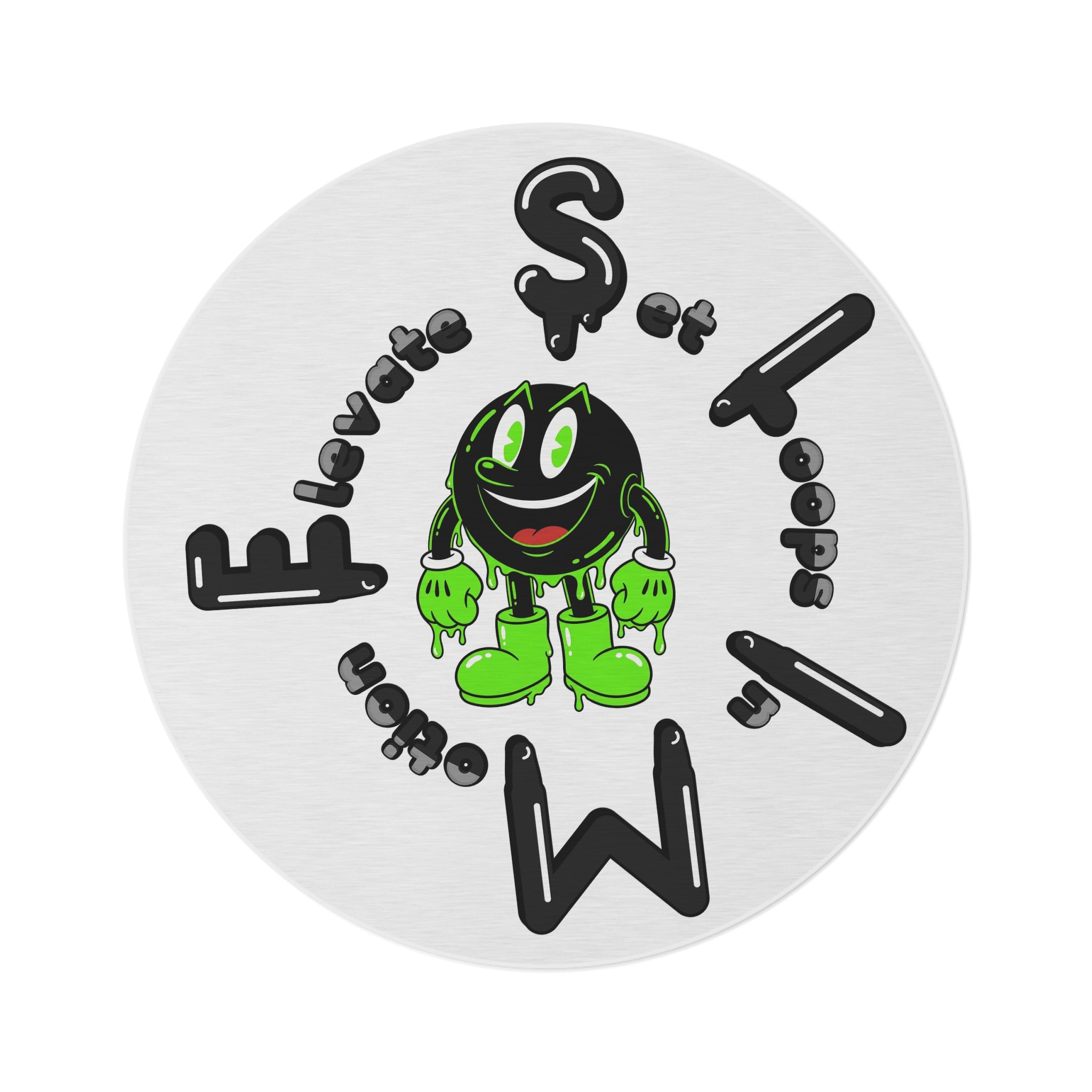 The Slime Shop Round Rug — Slimeman & Ring (Black)