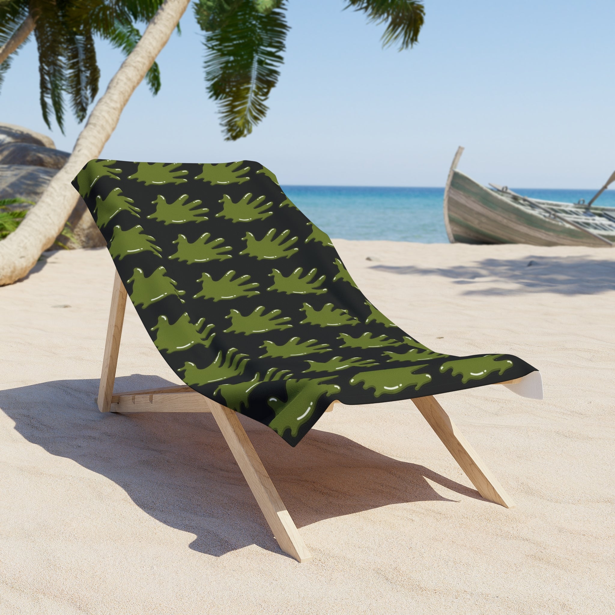 The Slime Shop Beach Towel — Black / Olive Slime In 5