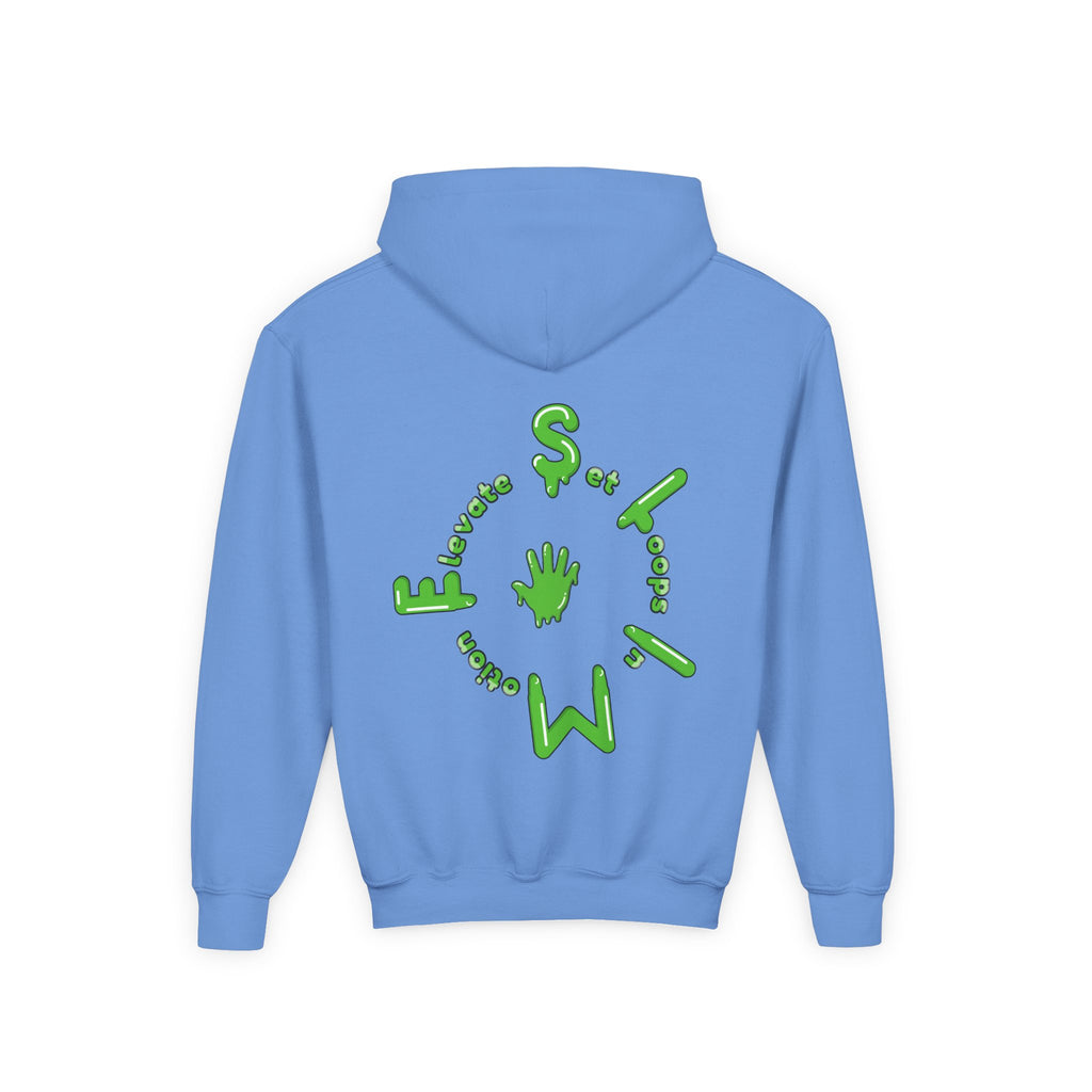 The Slime Shop Youth Hoodie — Carolina Blue / Green Slime $