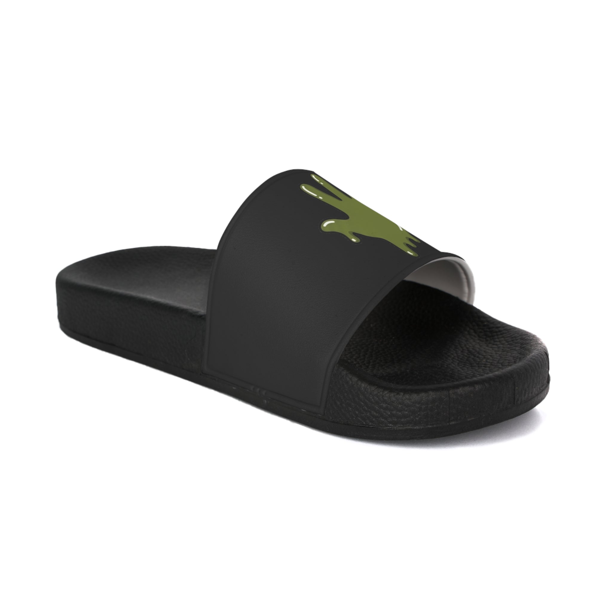 The Slime Shop Slides — Black / Olive Slime In 5