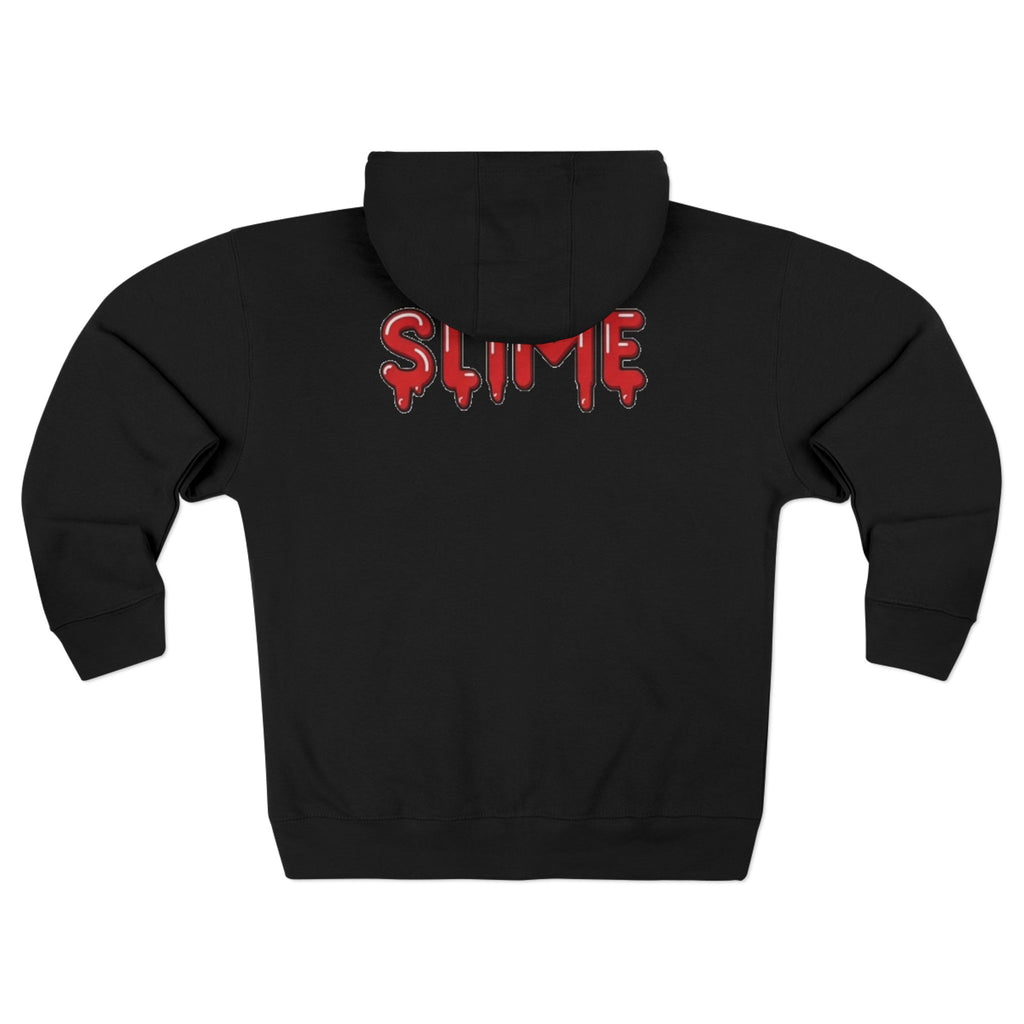 The Slime Shop Zip Hoodie — Heather / Red Slime-$