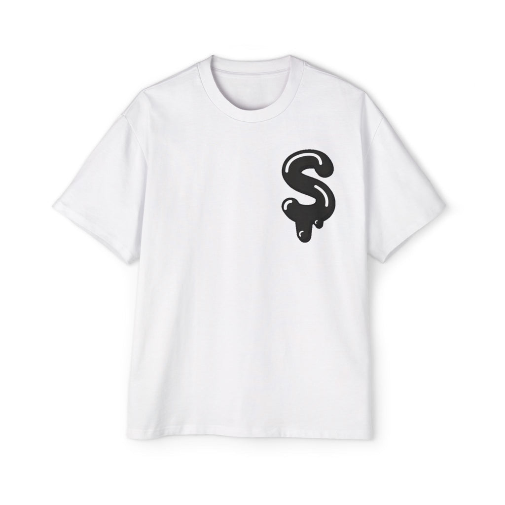 The Slime Shop Men's Heavy Oversized Tee — White / Black Slime Sircle
