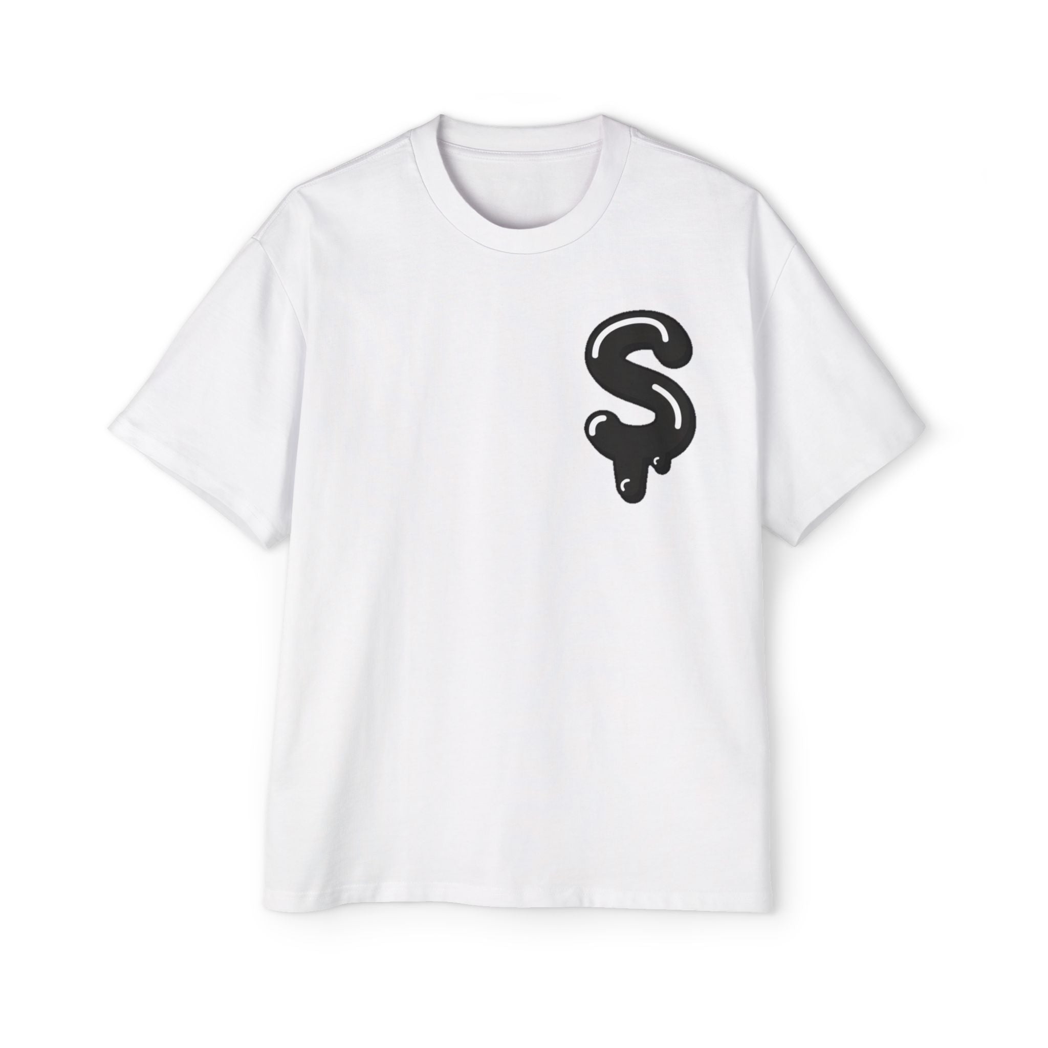 The Slime Shop Men's Heavy Oversized Tee — White / Black Slime Sircle