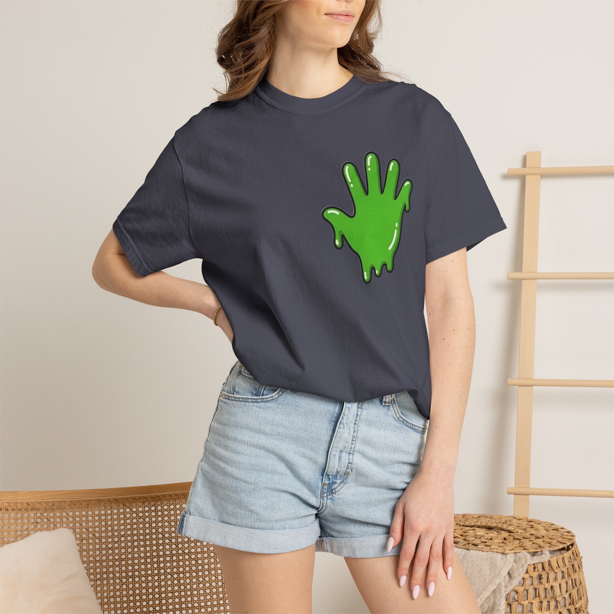 The Slime Shop Signature Tee — White / Green Slime In 5