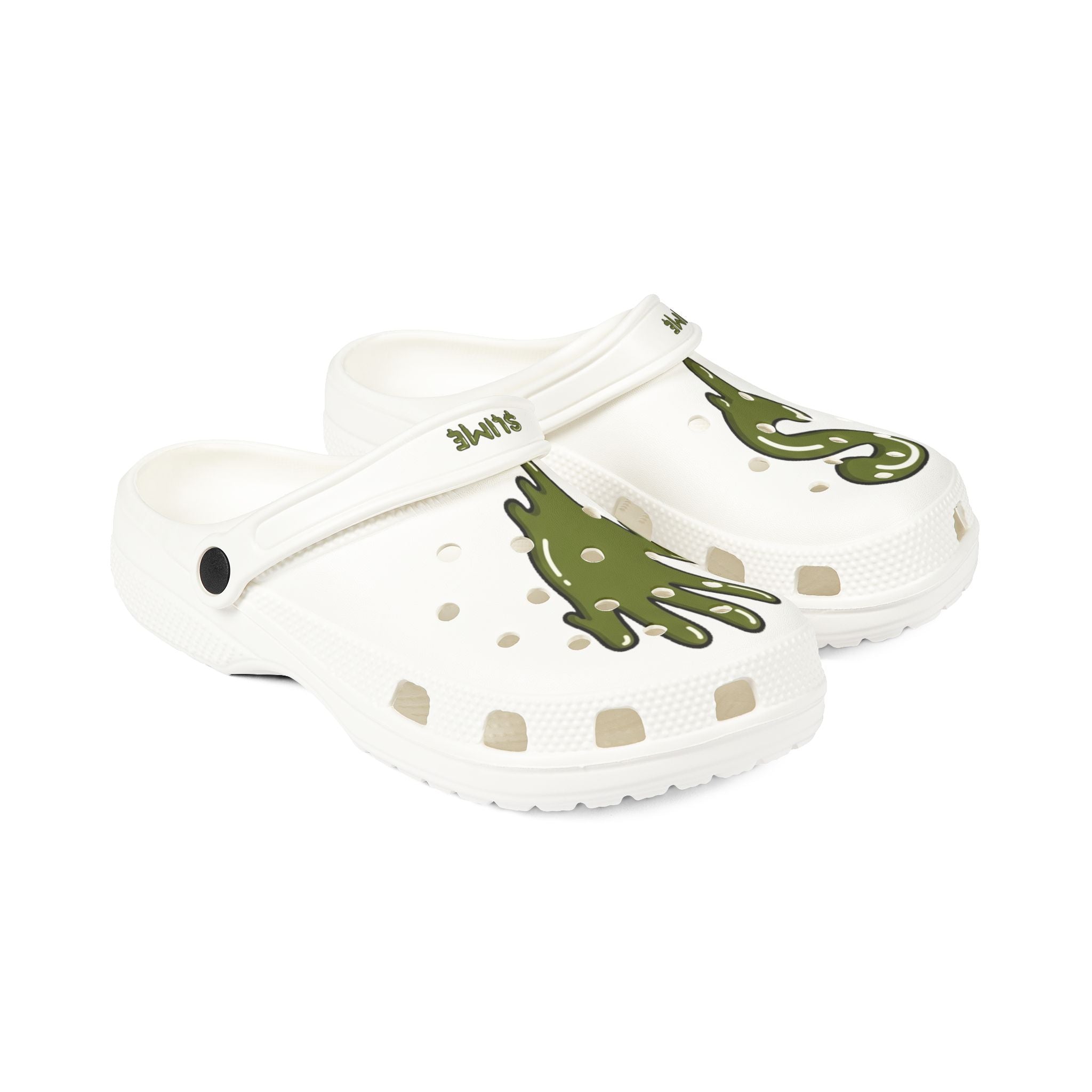 The Slime Shop Foam Clogs — Olive / Slime Drip