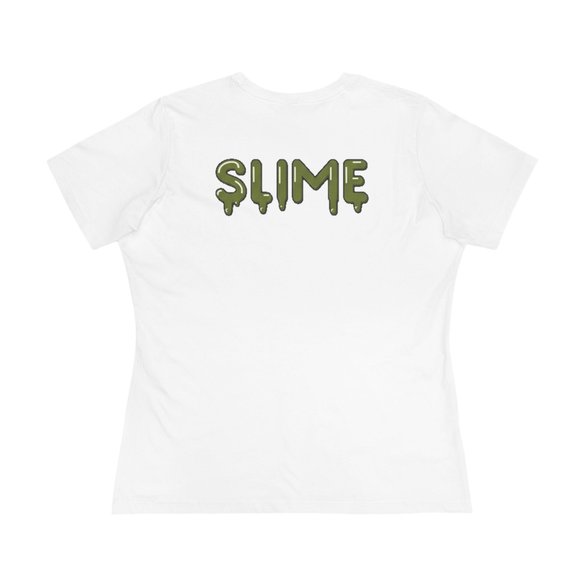 The Slime Shop Women's Tee — White / Olive Slime-$
