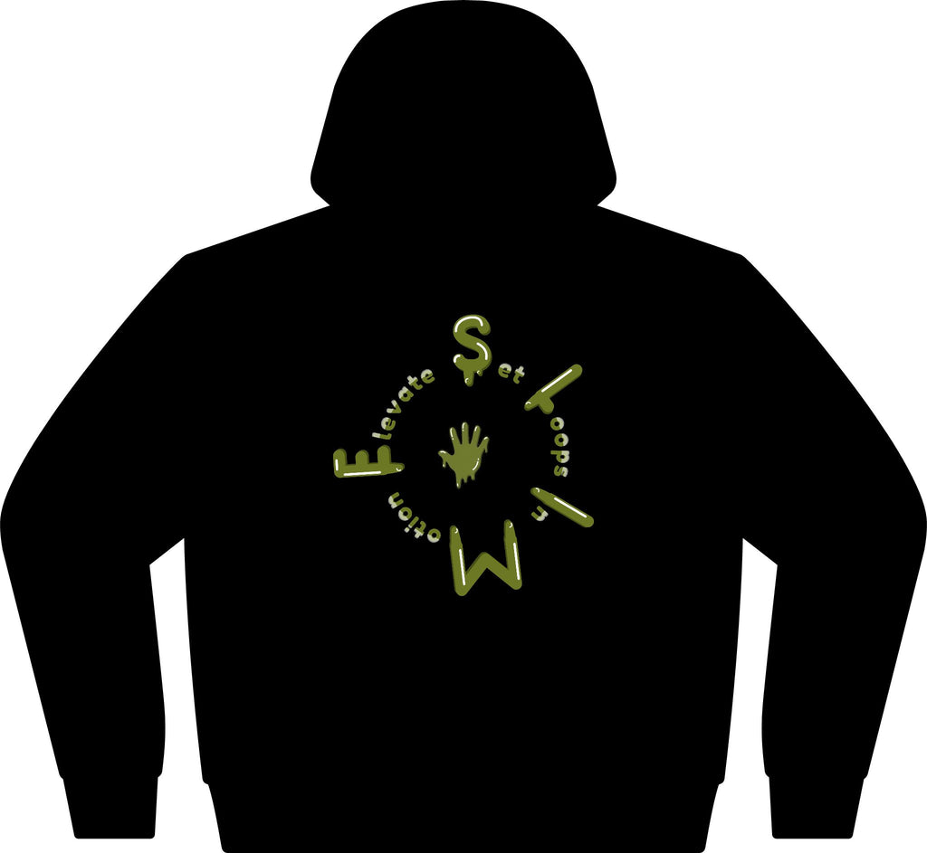 The Slime Shop Full-Zip Hoodie — Black / Olive Slime Sircle