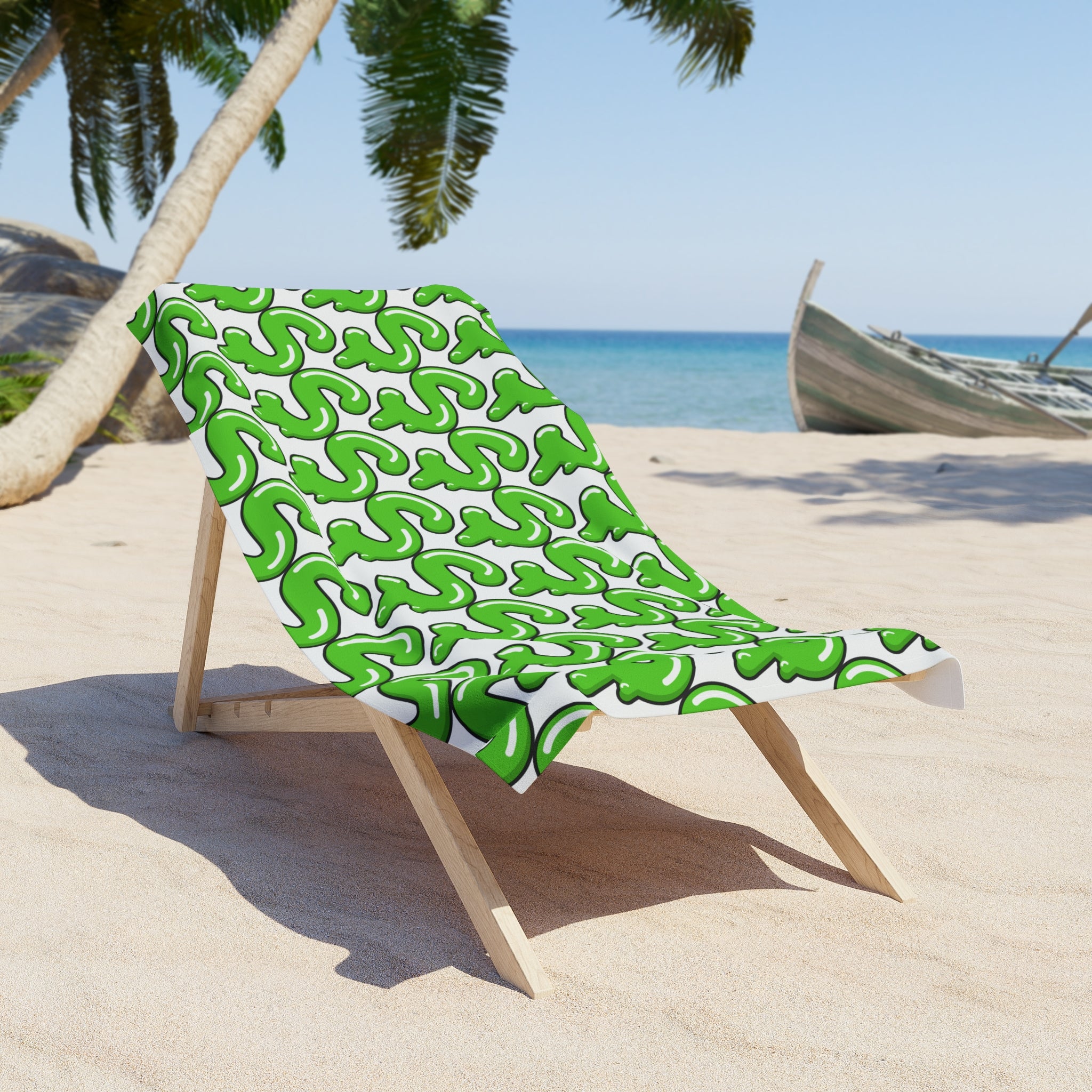 The Slime Shop Beach Towel — White / Green Slime S