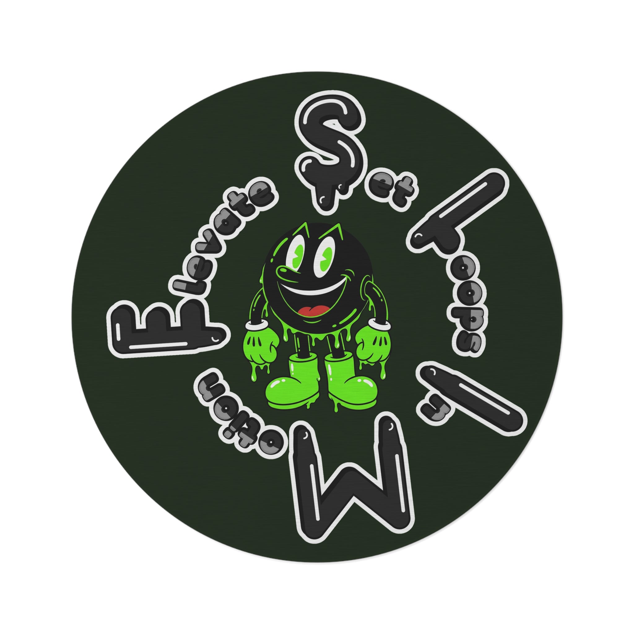 The Slime Shop Green/Black SlimemanGzzz Round Rug