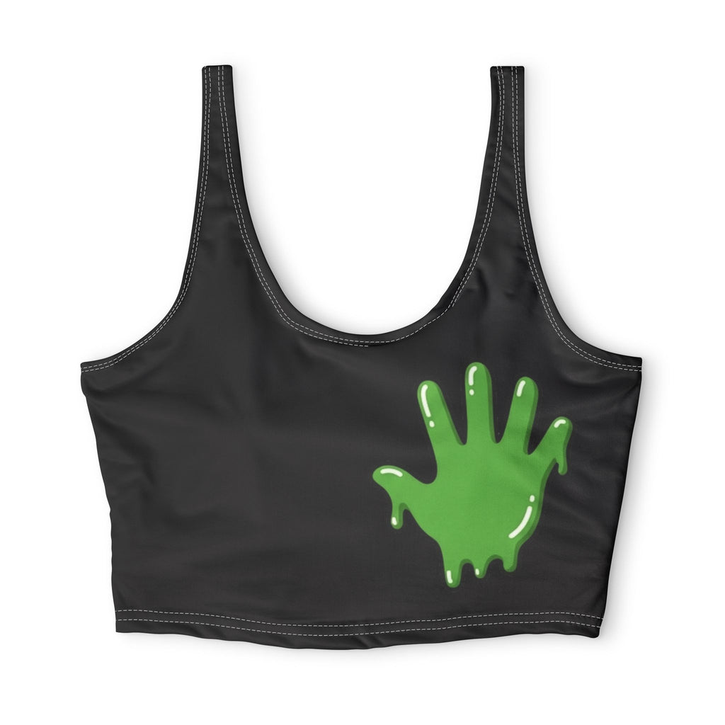 The Slime Shop Polyester Sports Bra — Black / Green Slime In 5