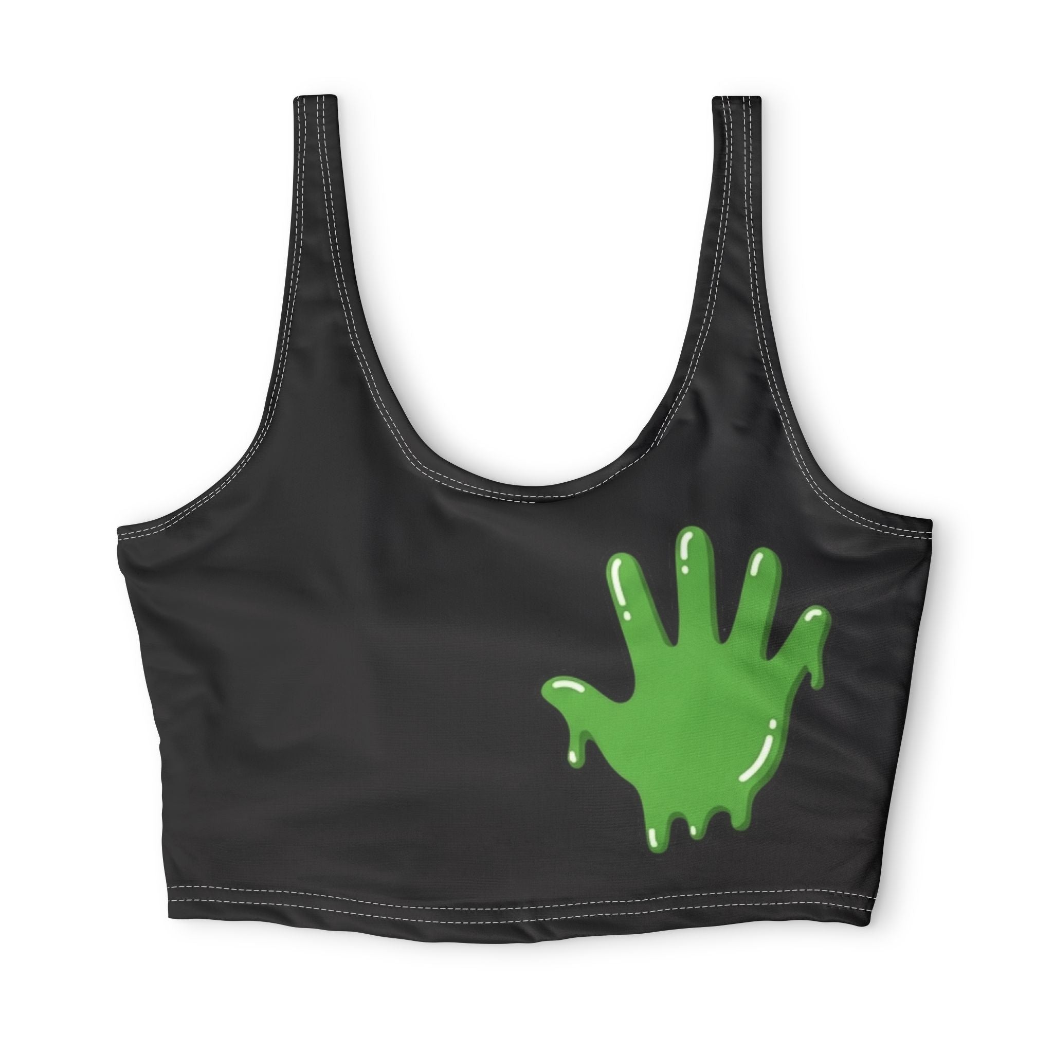 The Slime Shop Polyester Sports Bra — Black / Green Slime In 5