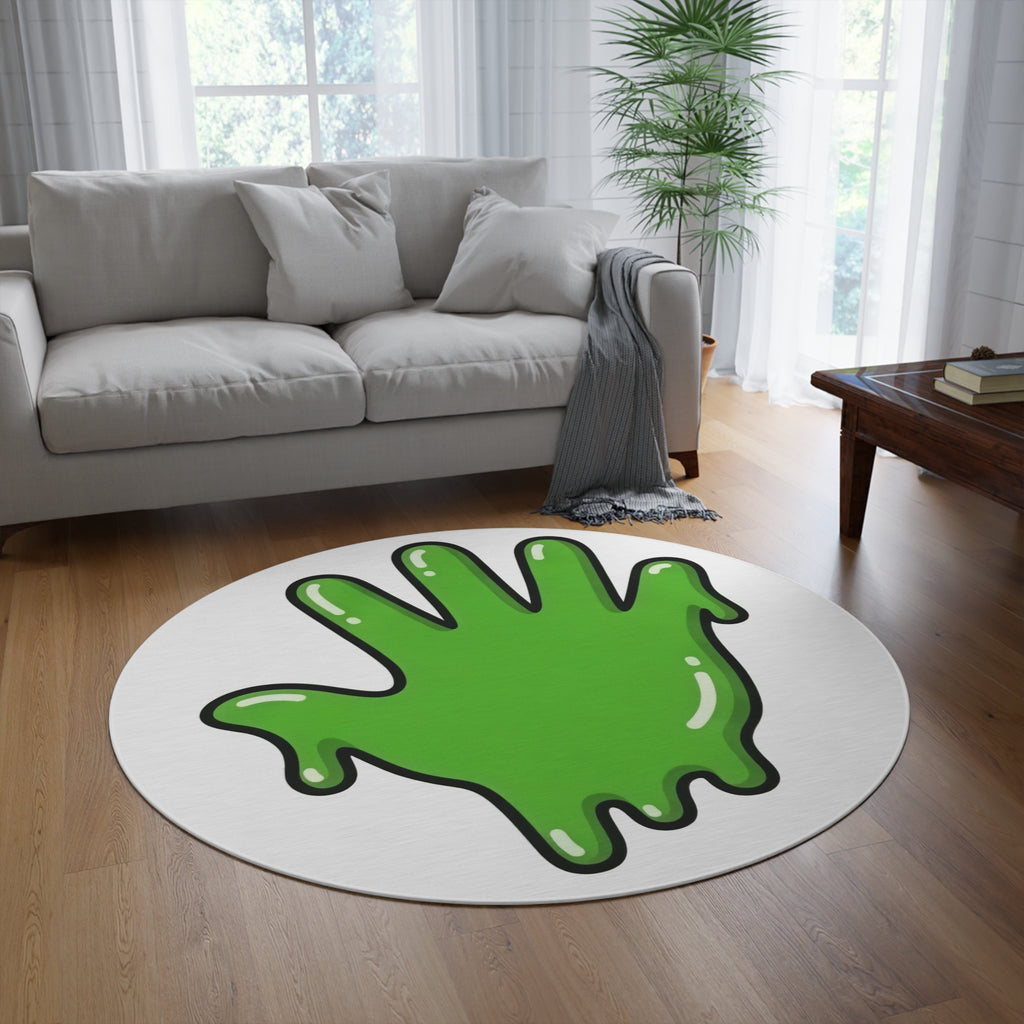 The Slime Shop Round Rug — Slime Hand (Green)